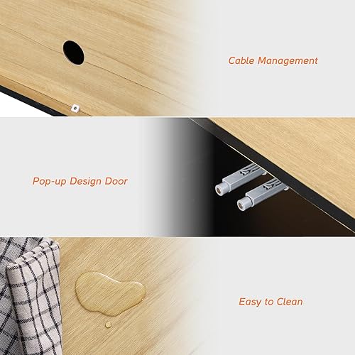 Miniatura 8 de WAMPAT Moderno soporte de TV para televisores de hasta 75 pulgadas, consola de TV de centro de entretenimiento de madera con almacenamiento cerrado