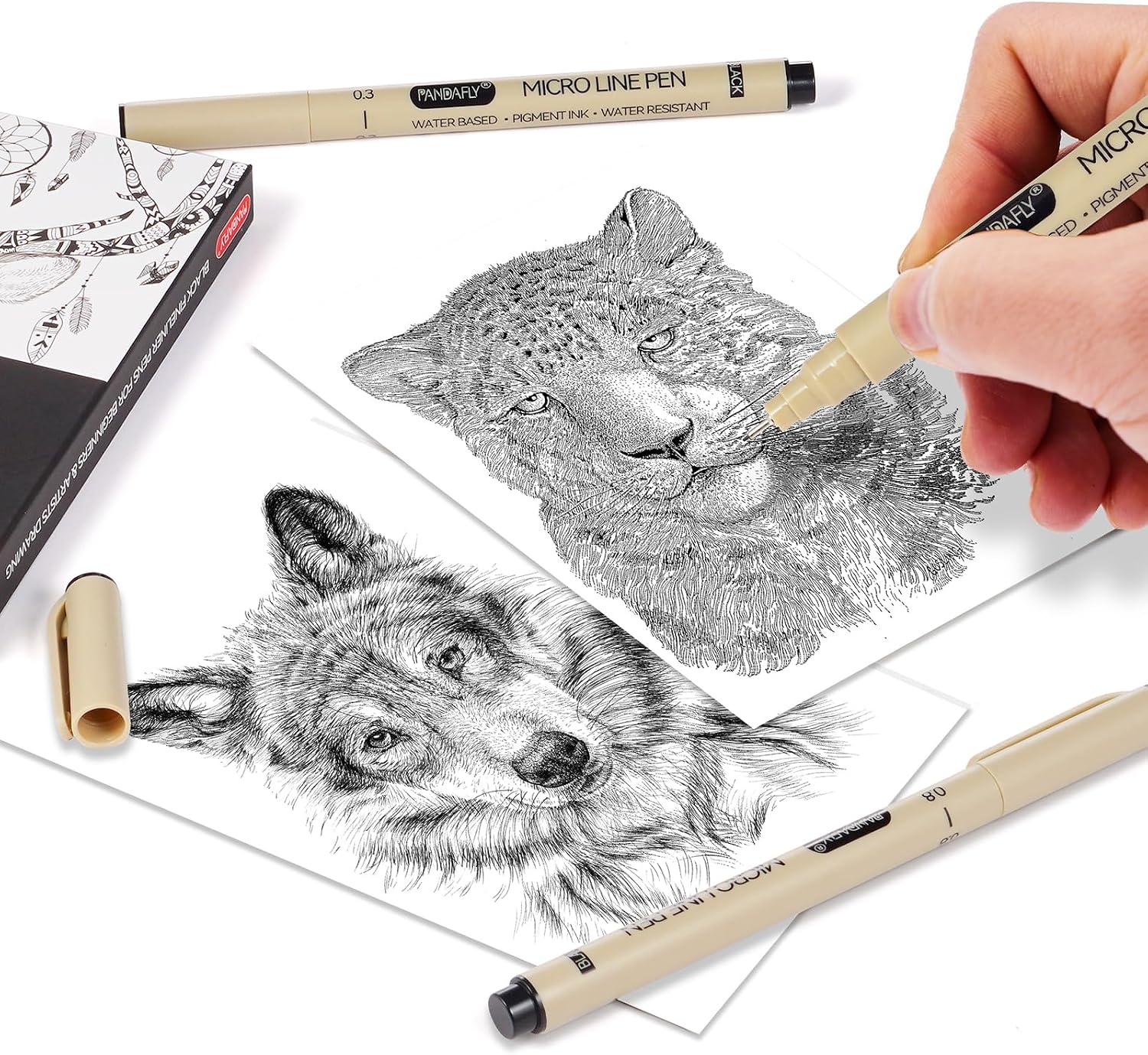 PANDAFLY Micro-Pen Fineliner Pens, 10 Size Fine Point Black Archival Ink Pens, Waterproof Multiliner Pen for Artist Illustration, Sketching, Art Drawing, Anime, Manga, DIY Gifts Projects