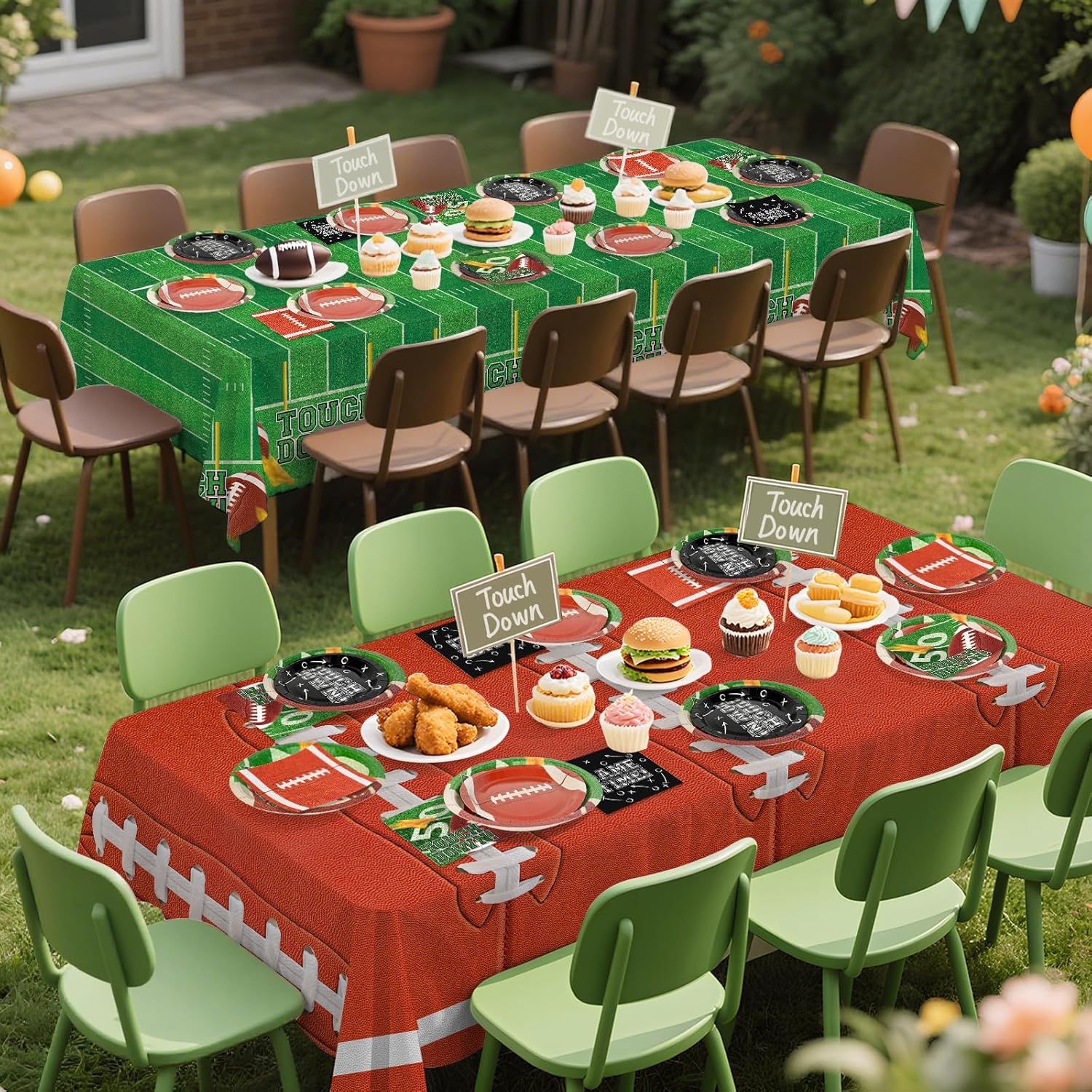 Football Party Decorations Kit for 24: Football Party Supplies Set with Plates, Dessert Plates, Napkins, Cups, Banner & Touchdown Tablecloth - for Football Tailgate Party Decorations - Image 6
