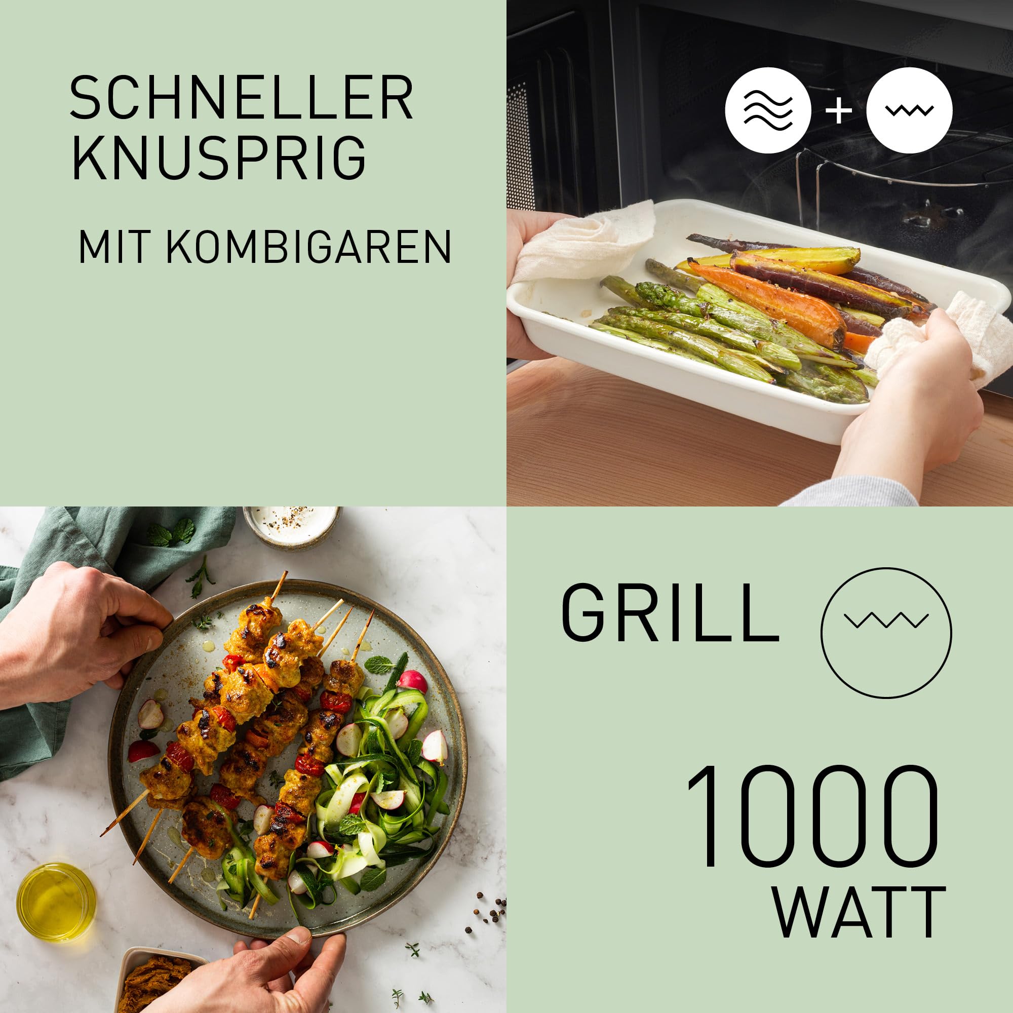 Panasonic NN-GM21QWEPG 20L Kompakt-Mikrowelle mit Grill, 800 W, Kombi-Garen, 5 Leistungsstufen, Auftaufunktion, Drehregler, Glasdrehteller, Weiß
