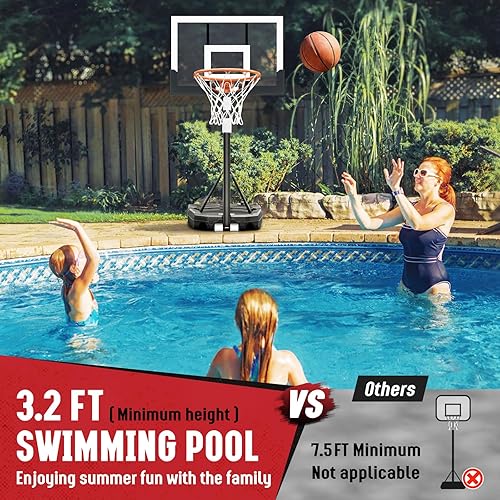 Miniatura 2 de Seray Aro de baloncesto con altura ajustable de 3.2 a 10 pies para niños y adultos, aro de baloncesto al aire libre con tablero trasero de 28 a 44