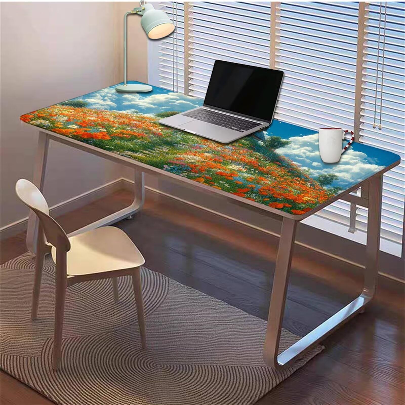 Gamingowa podkładka pod mysz 1200 x 600 x 3 mm, XXL, wodoszczelna, odporna na ścieranie, z przyszytymi krawędziami, niebieska, podkładka na biurko, poprawia prędkość i precyzję pod laptopa, komputer