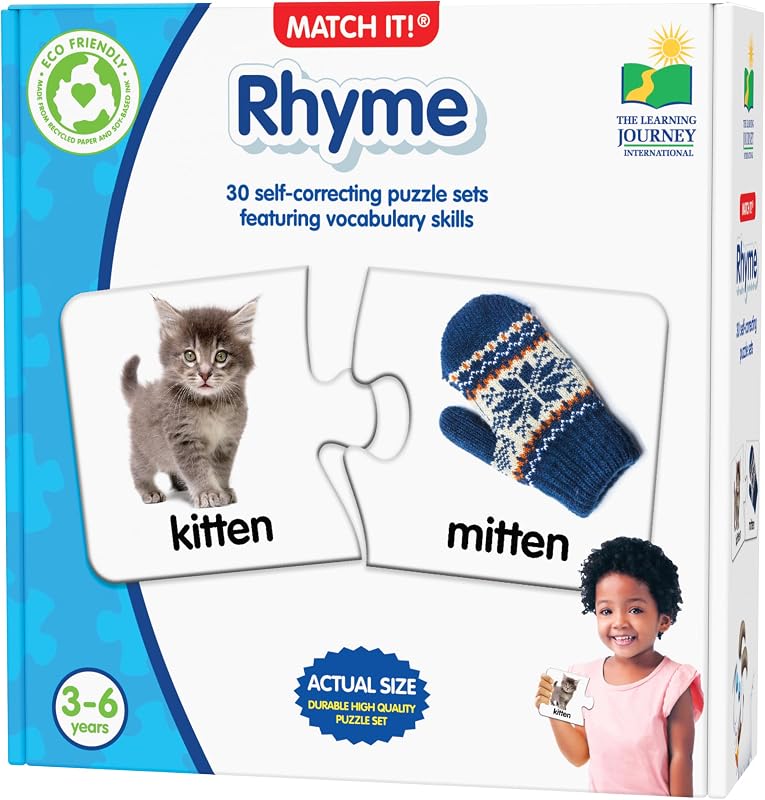 Learning Journey International Match It! - Rhyme - 30 Self-Correcting Rhyming Words with Matching Images for Emerging Readers, Multicolor
