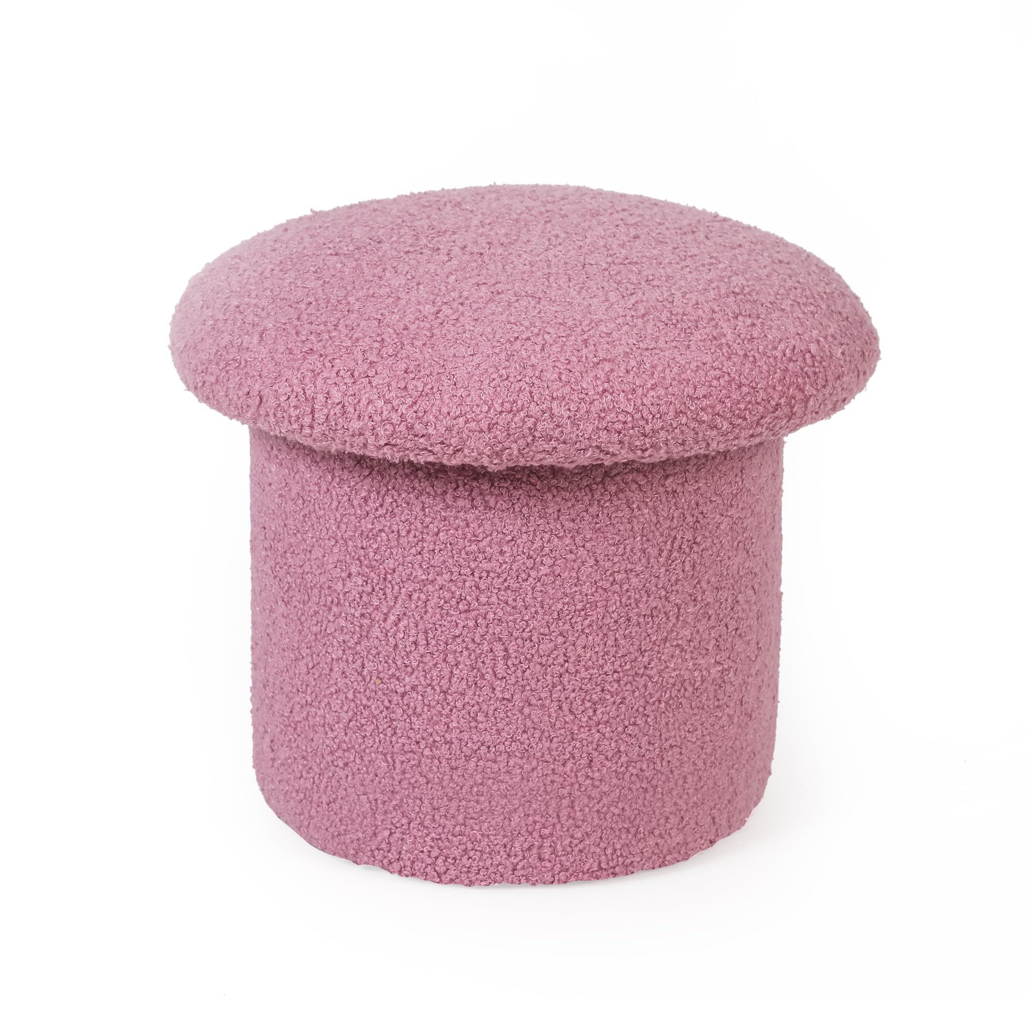 Asense Footstool Ottoman Mushroom Shaped Teddy Velvet Upholstered Small Foot Rest, Light Purple