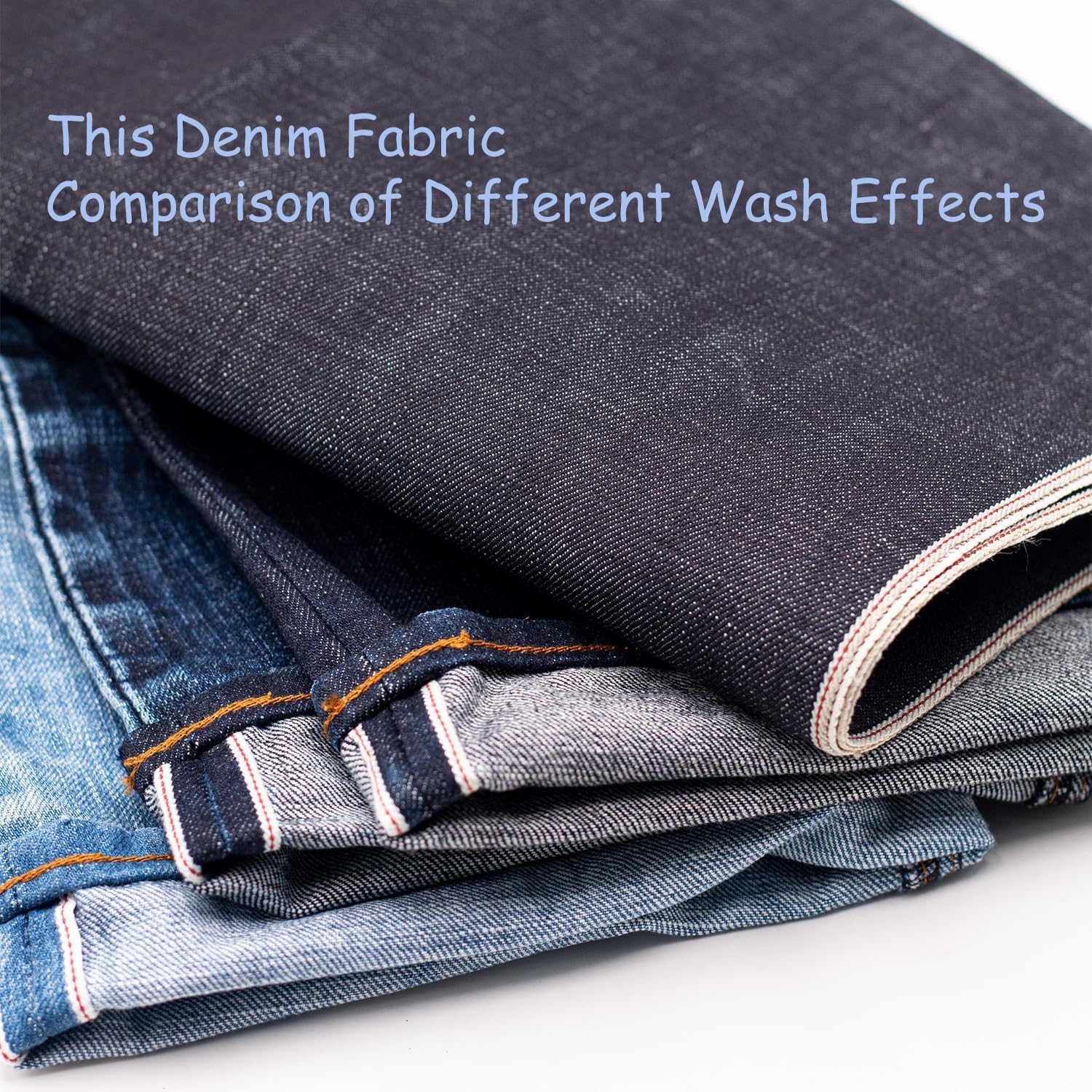 16oz Heavyweight Selvedge Denim Fabric by The Yard – 100% Cotton Raw Indigo – 35" Narrow Width Shuttle Loom Woven – 3/1 Right Hand Twill – Rigid Non-Stretch Material (Unwashed) (2 Yard pre Cut)