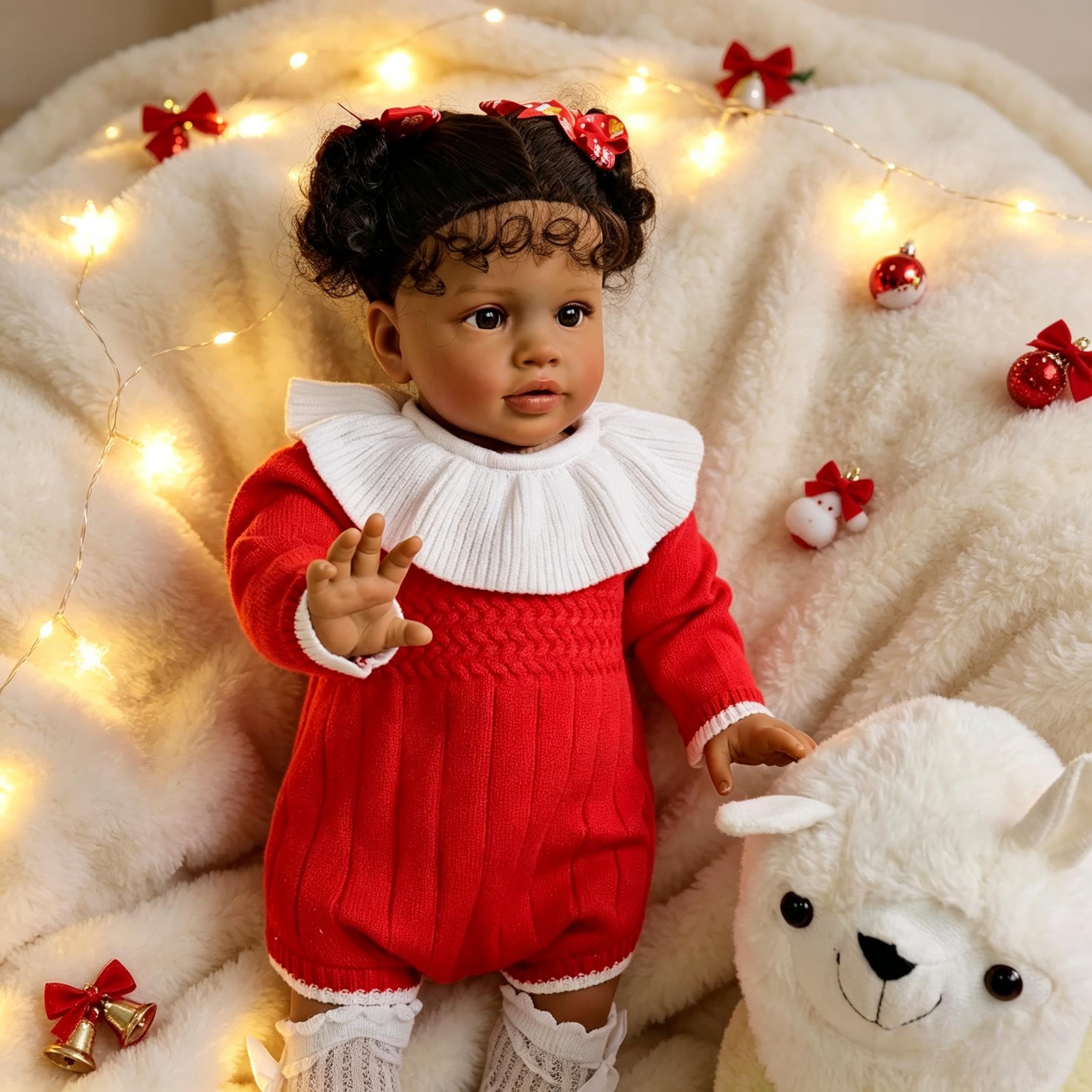 RXDOLL 66 cm Ogromny rozmiar Realistyczne lalki Reborn Maluch Czarna Dziewczyna Afroamerykanin Reborn Baby Dolls które wyglądają na prawdziwe życie Baby Biracial Dolls Miękka tkanina winylowa Body