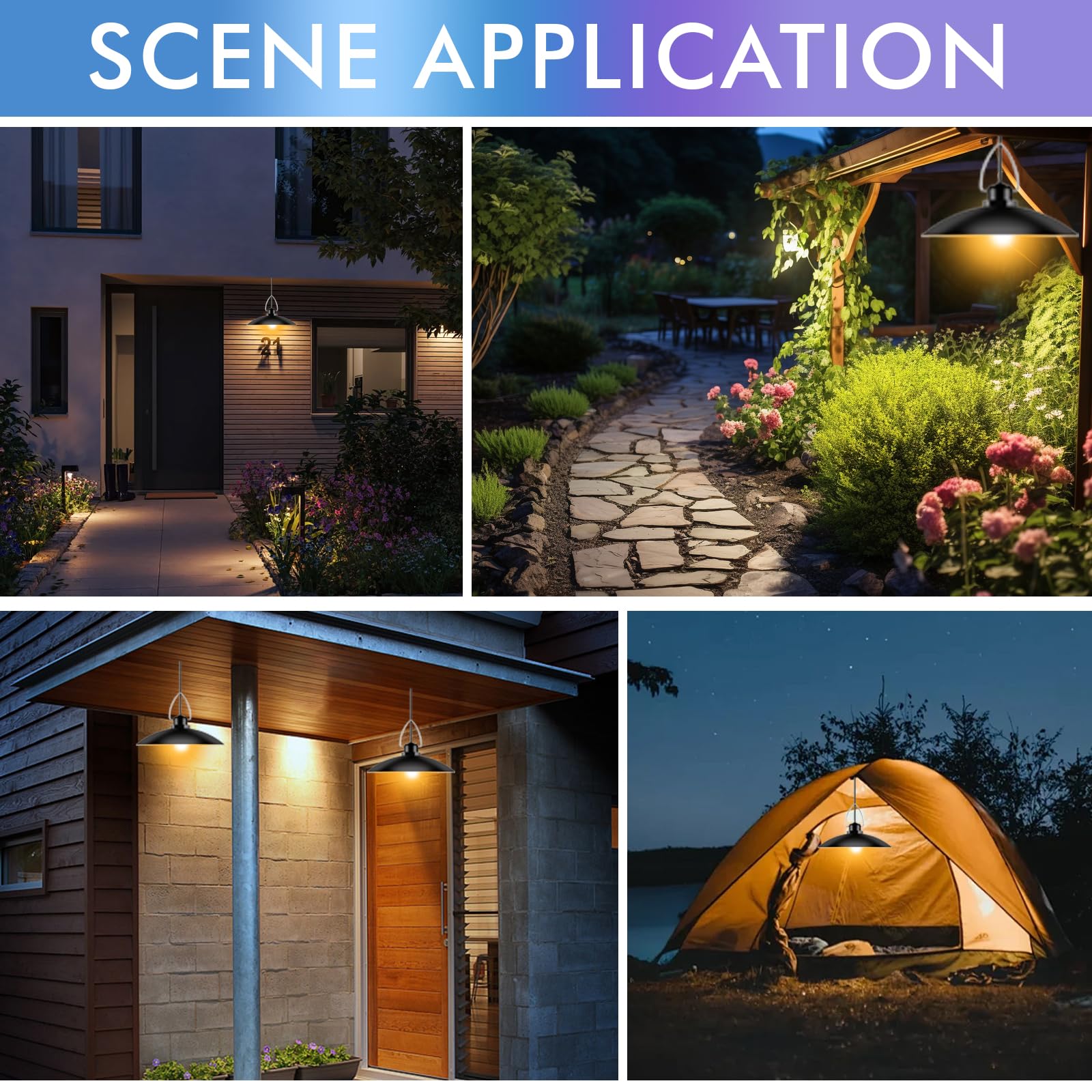 Solar Hängelampe,IP65 Wasserdicht,Solarlampen Für Außen Hängend Mit Fernbedienung,Solarlampen Für Außen Innen,Doppelköpfige Hängend Solarlampen Für Outdoor,Innen,Garten,Warm Weiß