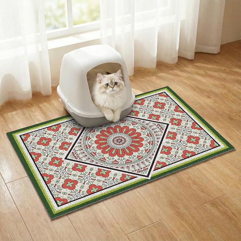 Tapete para Caixa de Areia de Gatos BLESWIN em PVC com Superfície Coletora, Antiderrapante e Lavável 60,96 x 43,18 cm