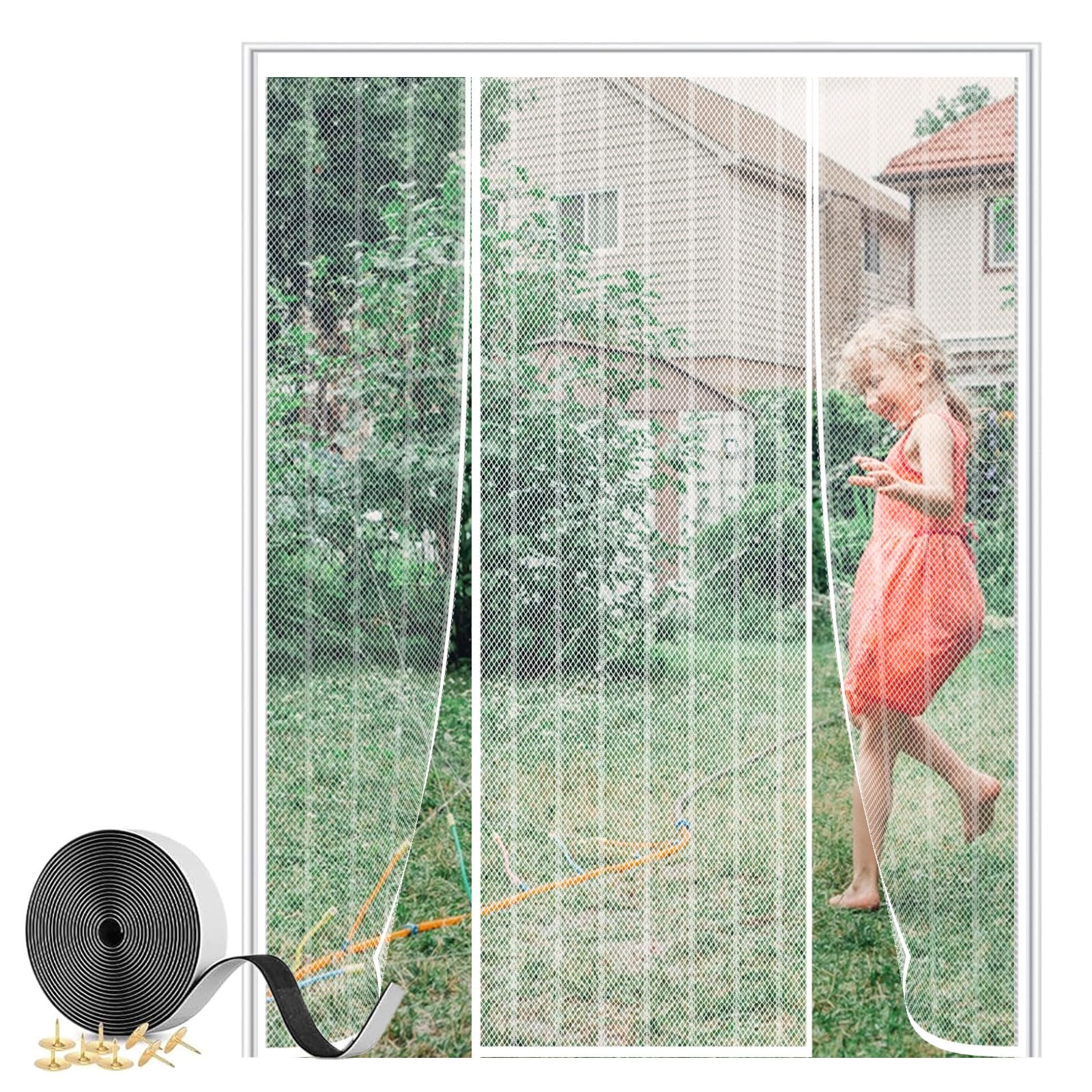 LXHFSH Magnetic Fly Screen Door 170x180cm Double Door Screen Curtain, Anti Mosquito Mesh Fly Curtain, Shut Automatically, Insect Protection Fly Curtain for Sliding Door, Patio Door, French Door — image 1