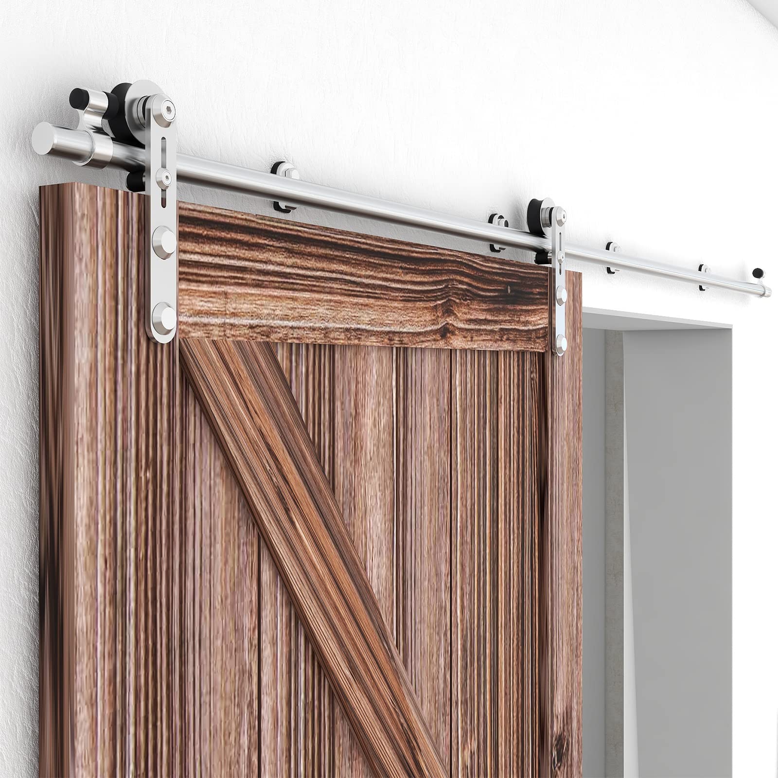 TSMST 6FT Sliding Barn Door Hardware Kit, Top Mount Stainless Steel Heavy Duty Sturdy Barn Door Track for Single Wood Door, Slide Smoothly Quietly (T Style) — Amazon image 14
