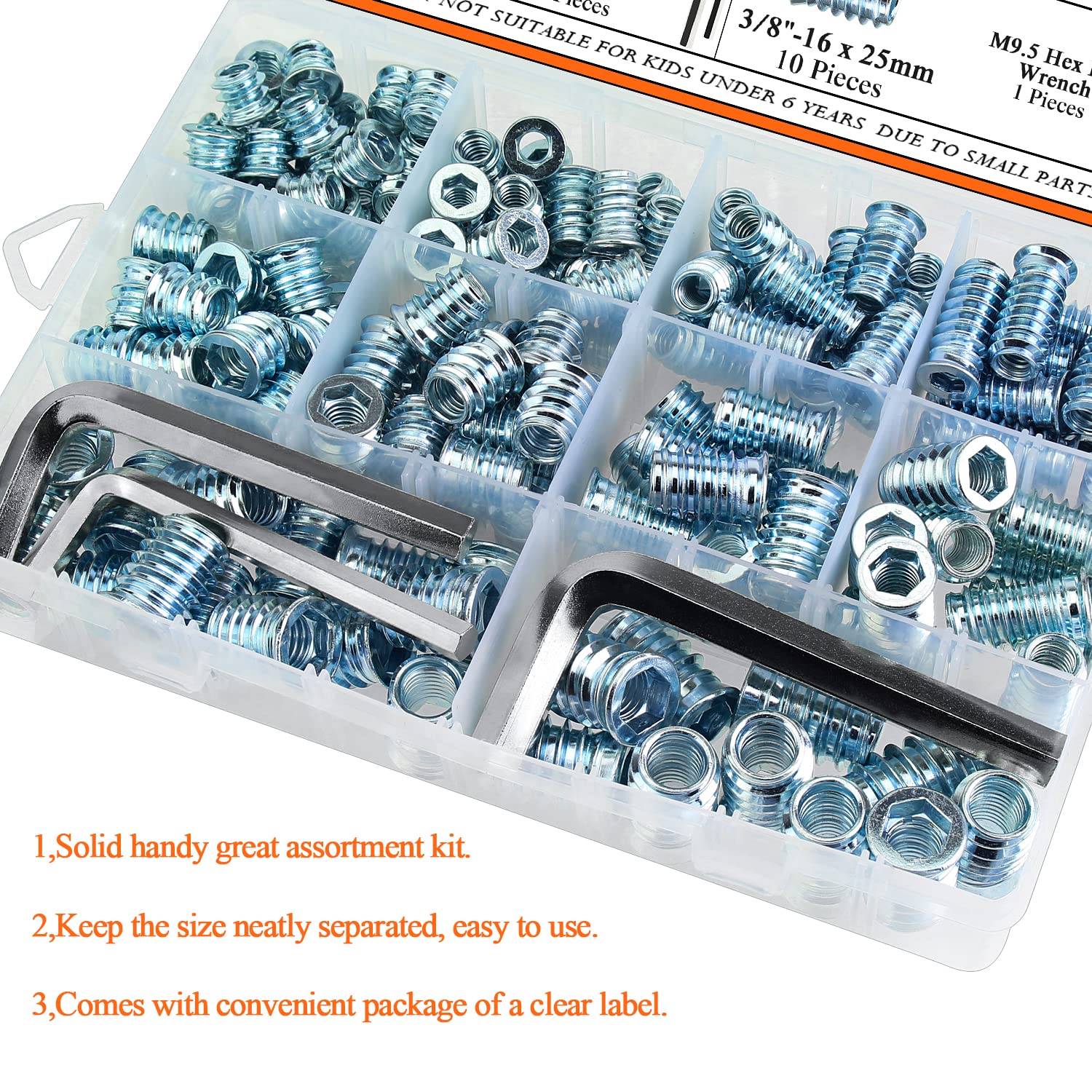 Threaded Inserts Kit - 148 Pcs Wood Screw Inserts -6 Threaded Inserts Kit - 148 Pcs Wood Screw Inserts -6