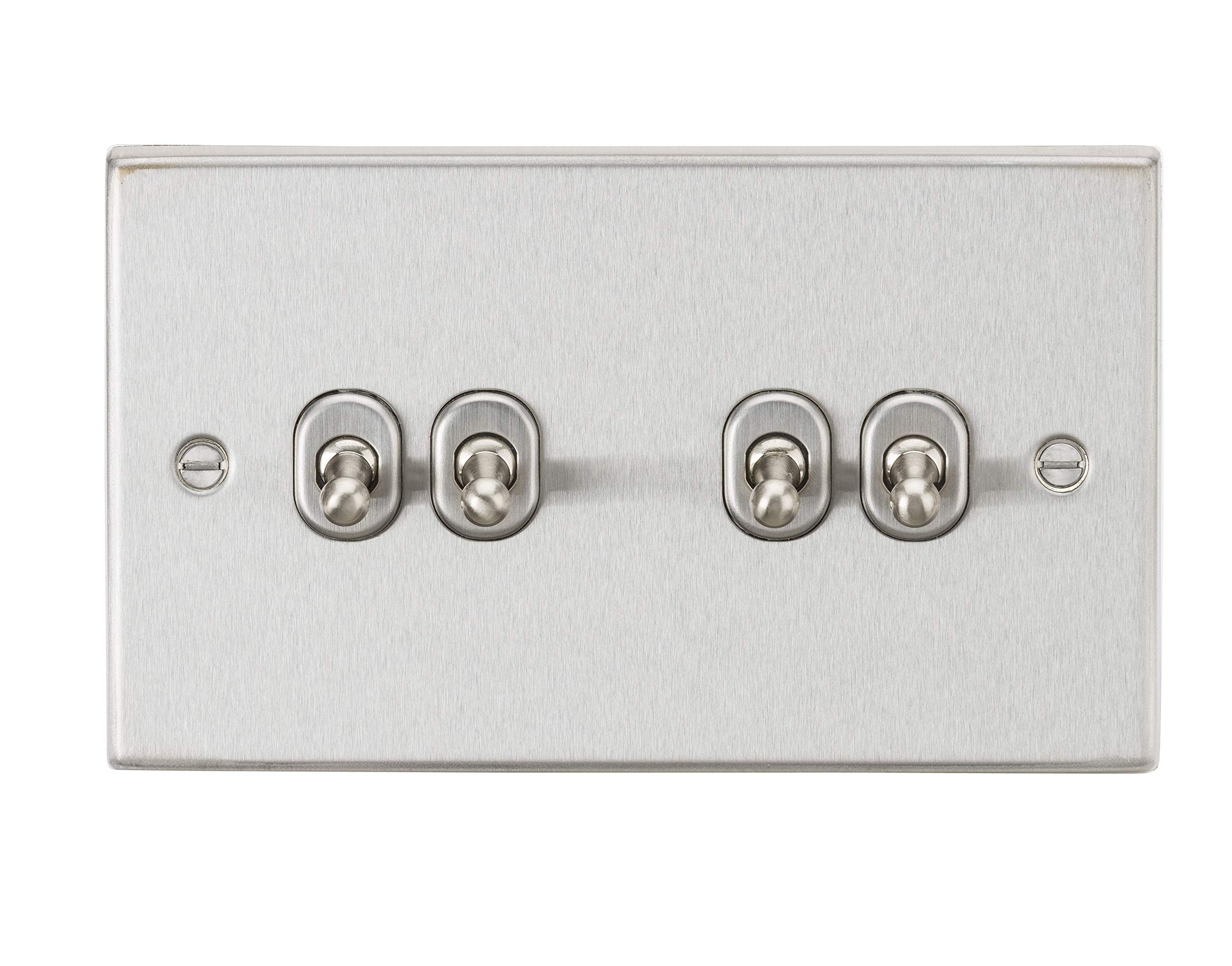 10AX 4G 2-Way Toggle Switch - Square Edge Brushed Chrome Finish CSTOG4BC — image 1