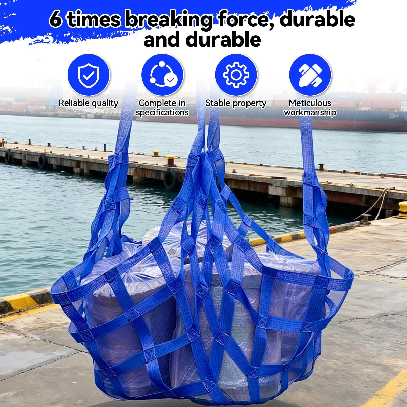 Red De Elevación De Carga, Red De Elevación De Poliéster con 4 Correas En Las Esquinas, Red De Seguridad para Movimiento(1.5 X 1.5M/Mesh 10cm/Load 2t)