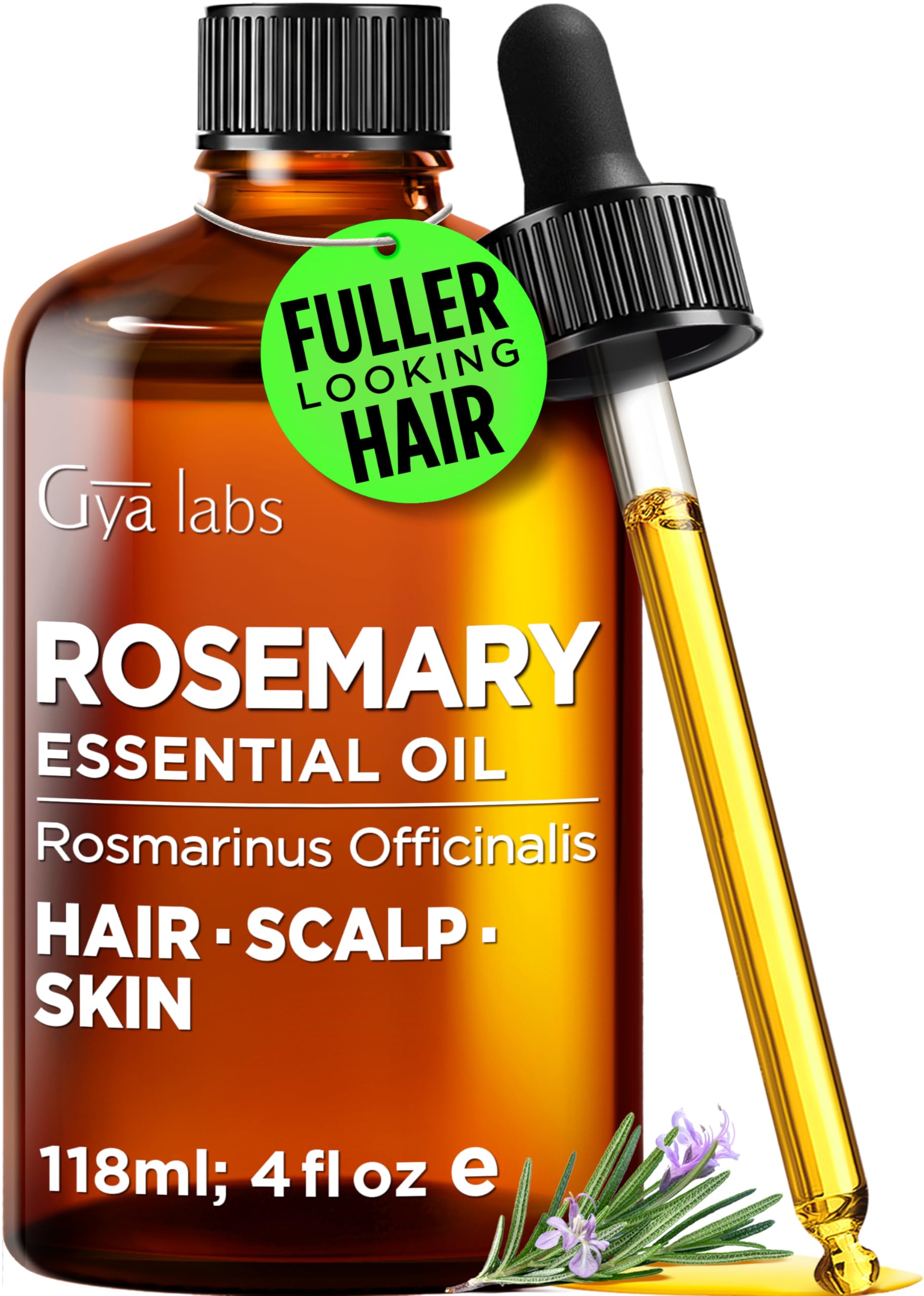 Rosemary Essential Oil - 4 Fl Oz - for Hair, Skin, Diffuser, Aromatherapy & DIY Candle Making Scent