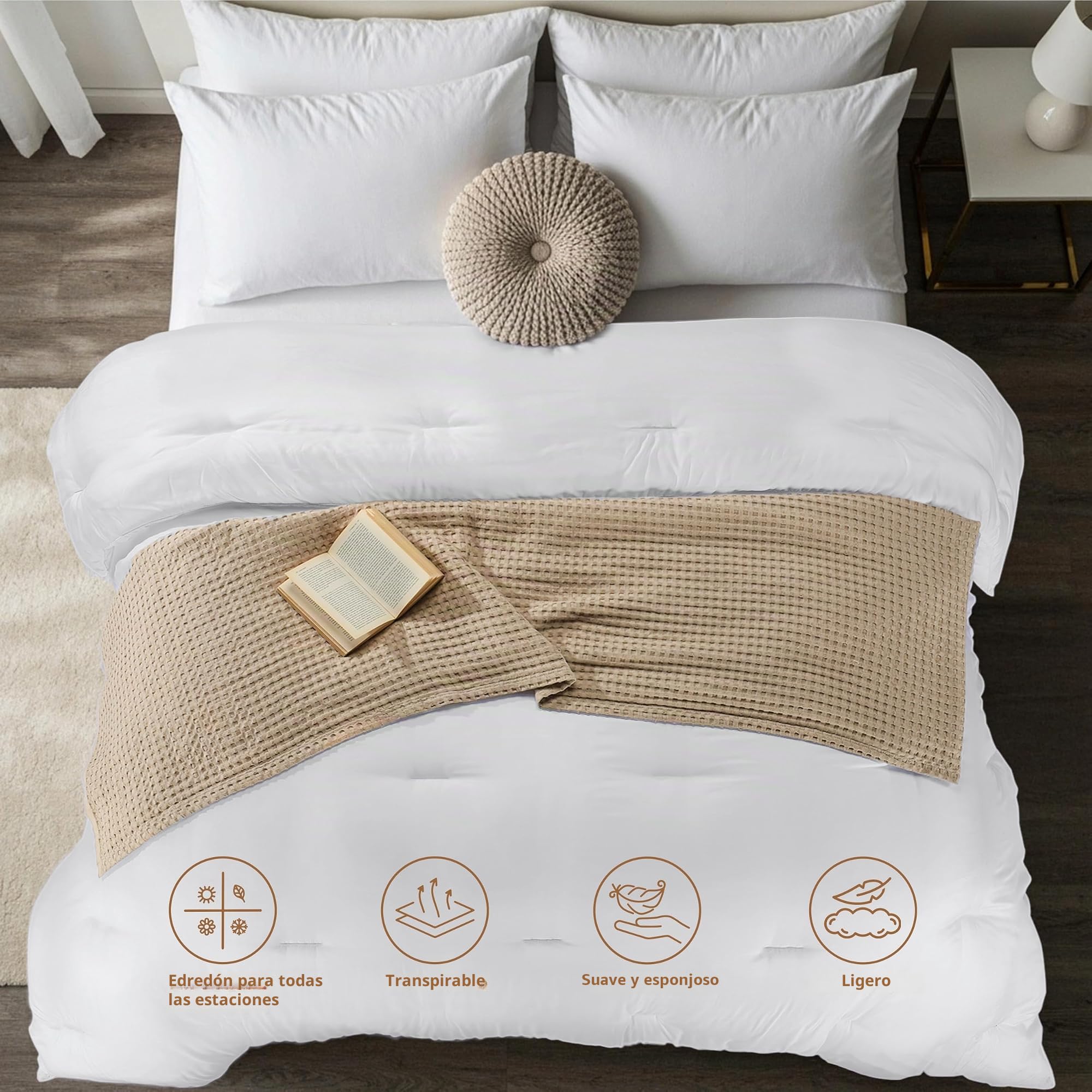 Utopia Bedding - Edredón para Todas Las Estaciones, Relleno de Microfibra de Felpa de 250 g/m², Relleno de edredón Acolchado con pestañas de Esquina, Colcha con Bordes cosidos