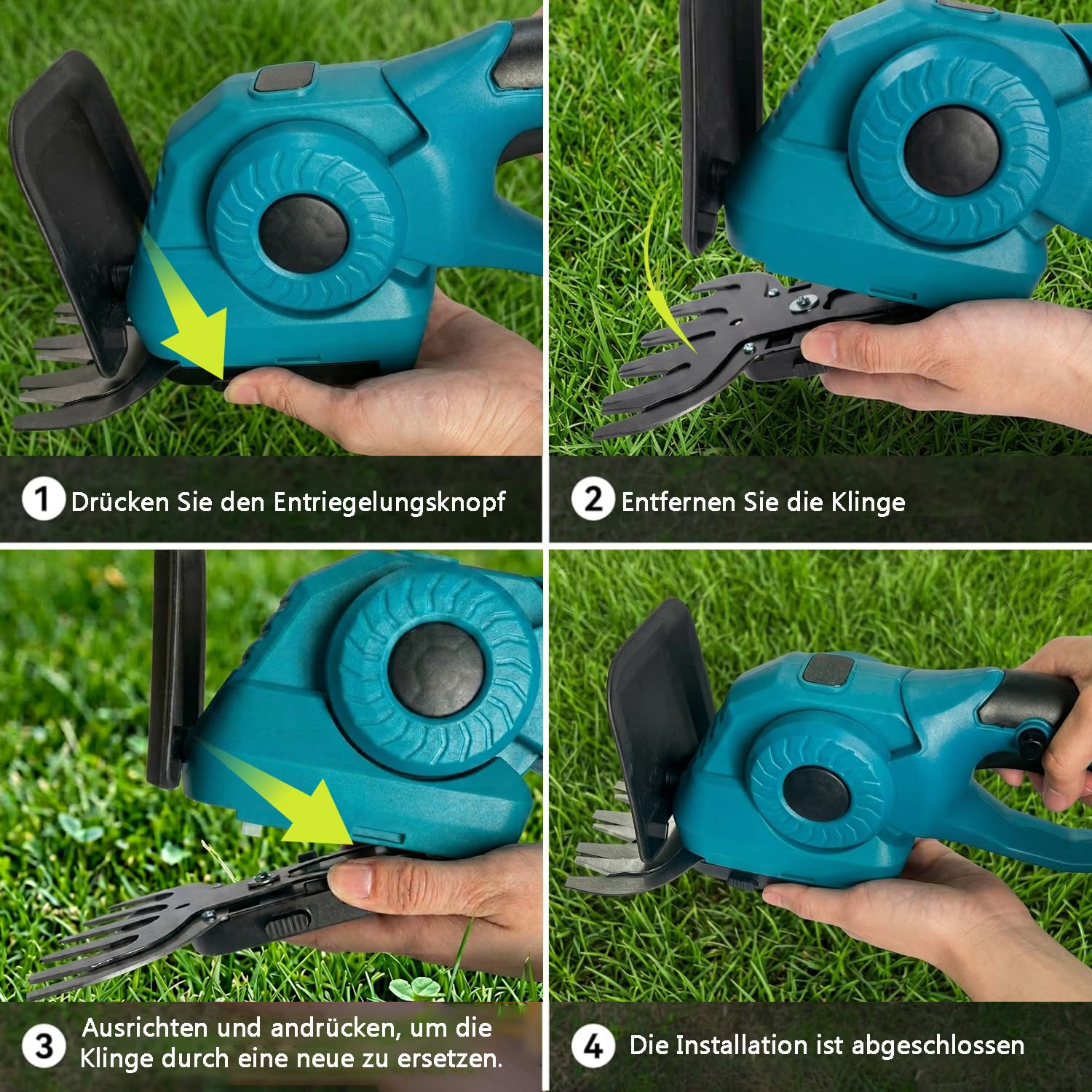 Akku-Heckenschere für Makita Akkus,2-in-1 Akku Grasschere und Strauchschere | Elektrische Gartenschere mit 2x2,0Ah Batterien & Ladegerät,Schnittbreite 12cm, Schnittlänge 23cm, für Garten,Hof und Rasen