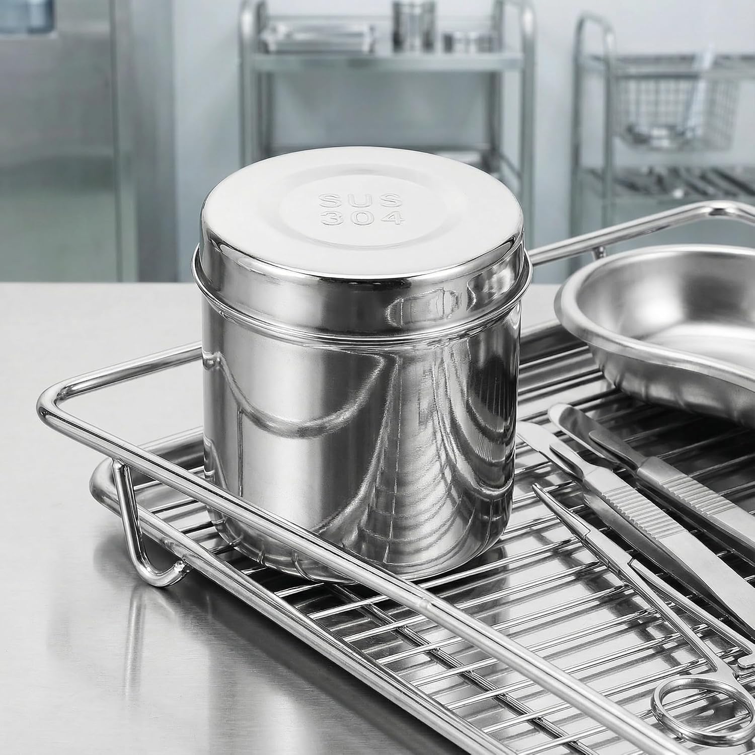 COHEALI Stainless Steel Container Stainless Steel Rustproof Dressing Jar Unguent Storage Can Gauze Holder for Hospital Coffee Container