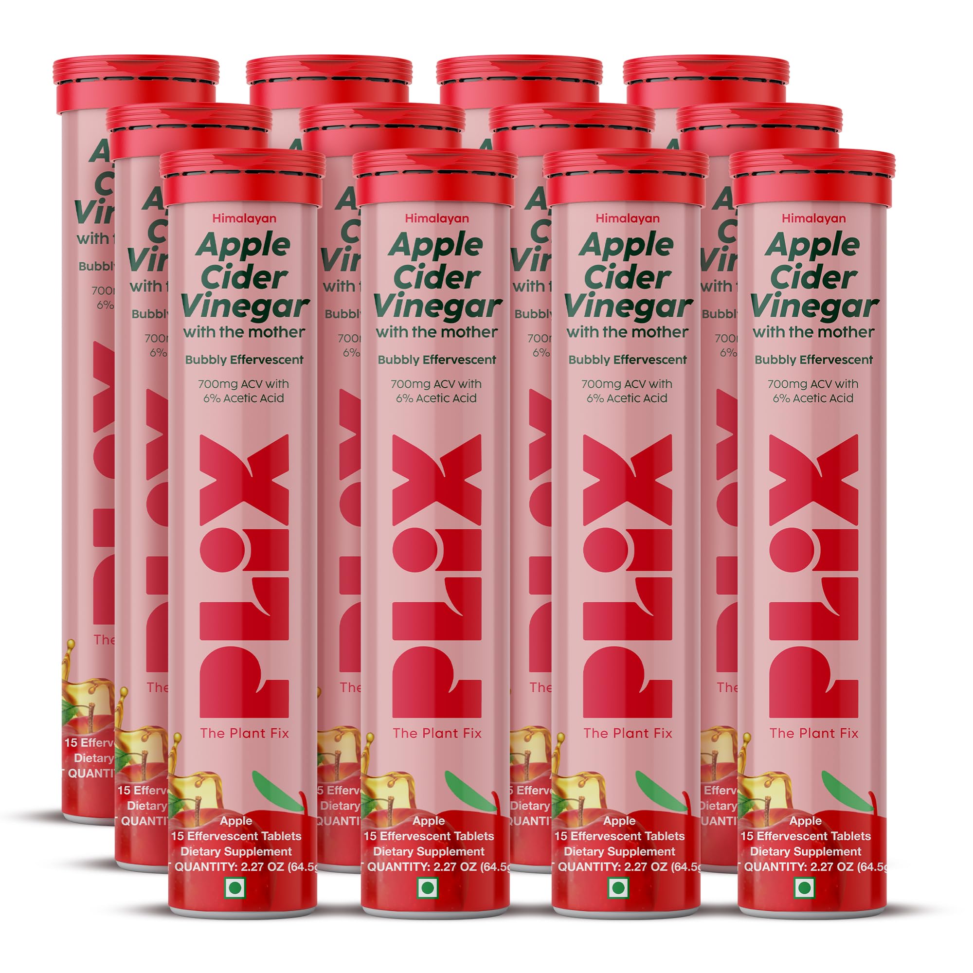 Apple Cider Vinegar Effervescent Tablets with The Mother, 700mg ACV with VIT B12, B6, Pack of 12 |Vegan, No Added Sugar, Non-GMO & Gluten-Free