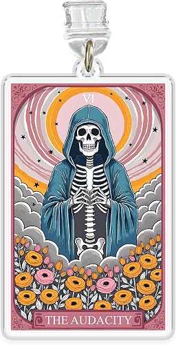 The Audacity, Dust Plug Charm 1.5 Inches Funny Tarot Card, Sarcastic Skeleton, R