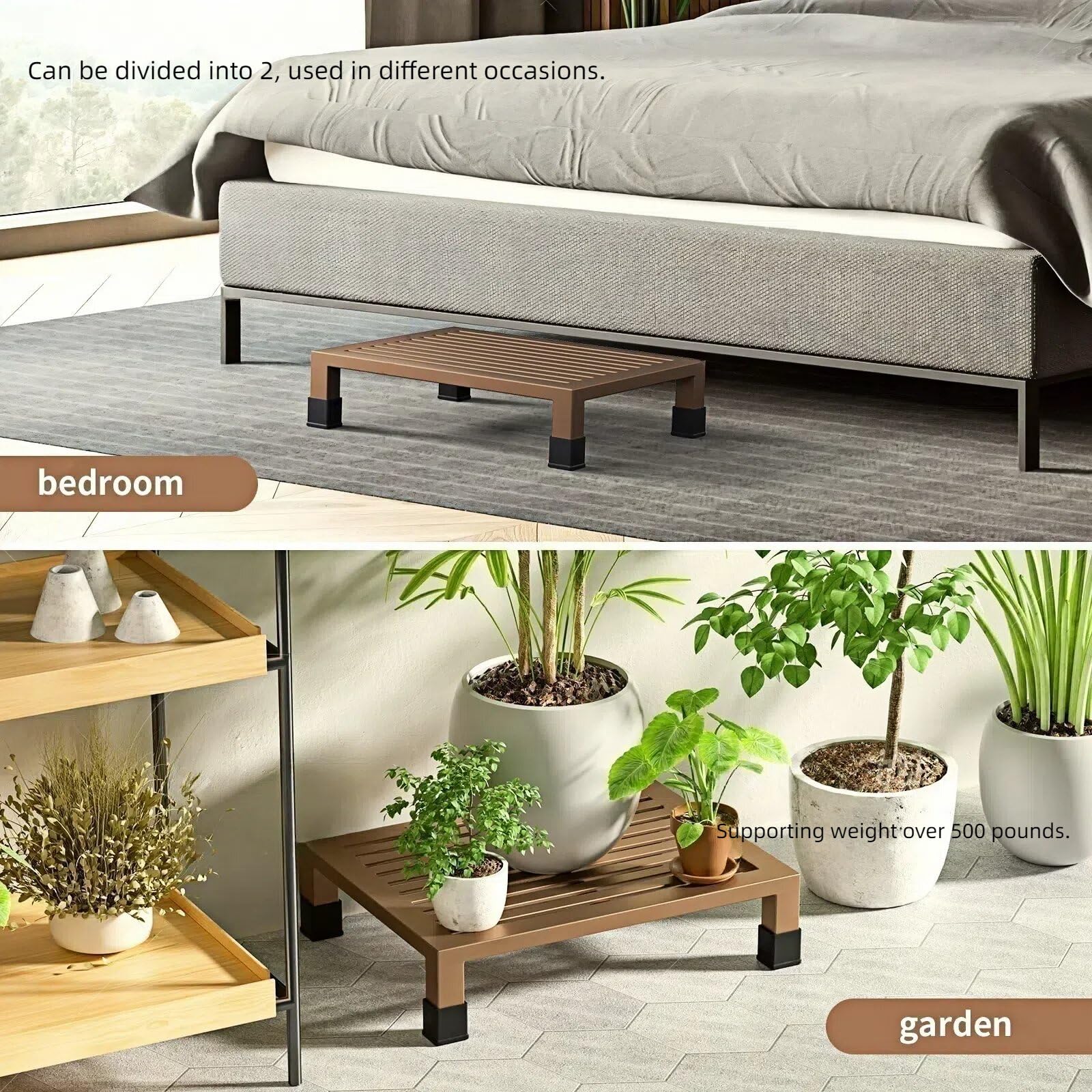 Taburete de un solo escalón de 3.8 pulgadas de altura para adultos y niños. Construcción resistente, portátil, antideslizante, duradera, taburete seguro para dormitorio/cocina, cama, baño