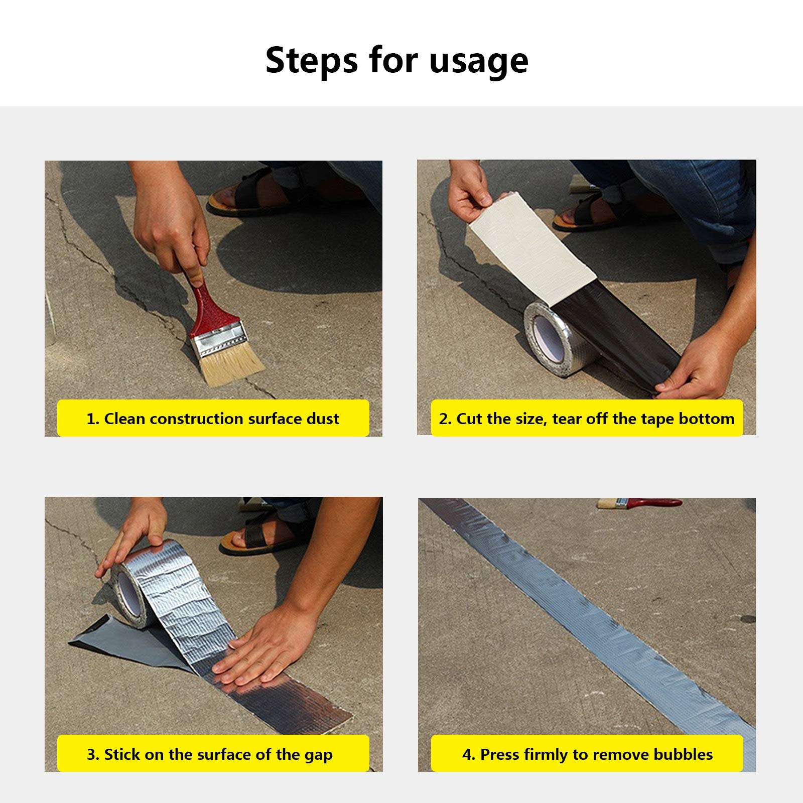 Cinta impermeable Cinta de goma profesional - Para impermeabilización y sellado - Cinta súper reparadora - Para fugas en techos y tuberías, grietas en la pared, cinta tapajuntas para cocina y baño