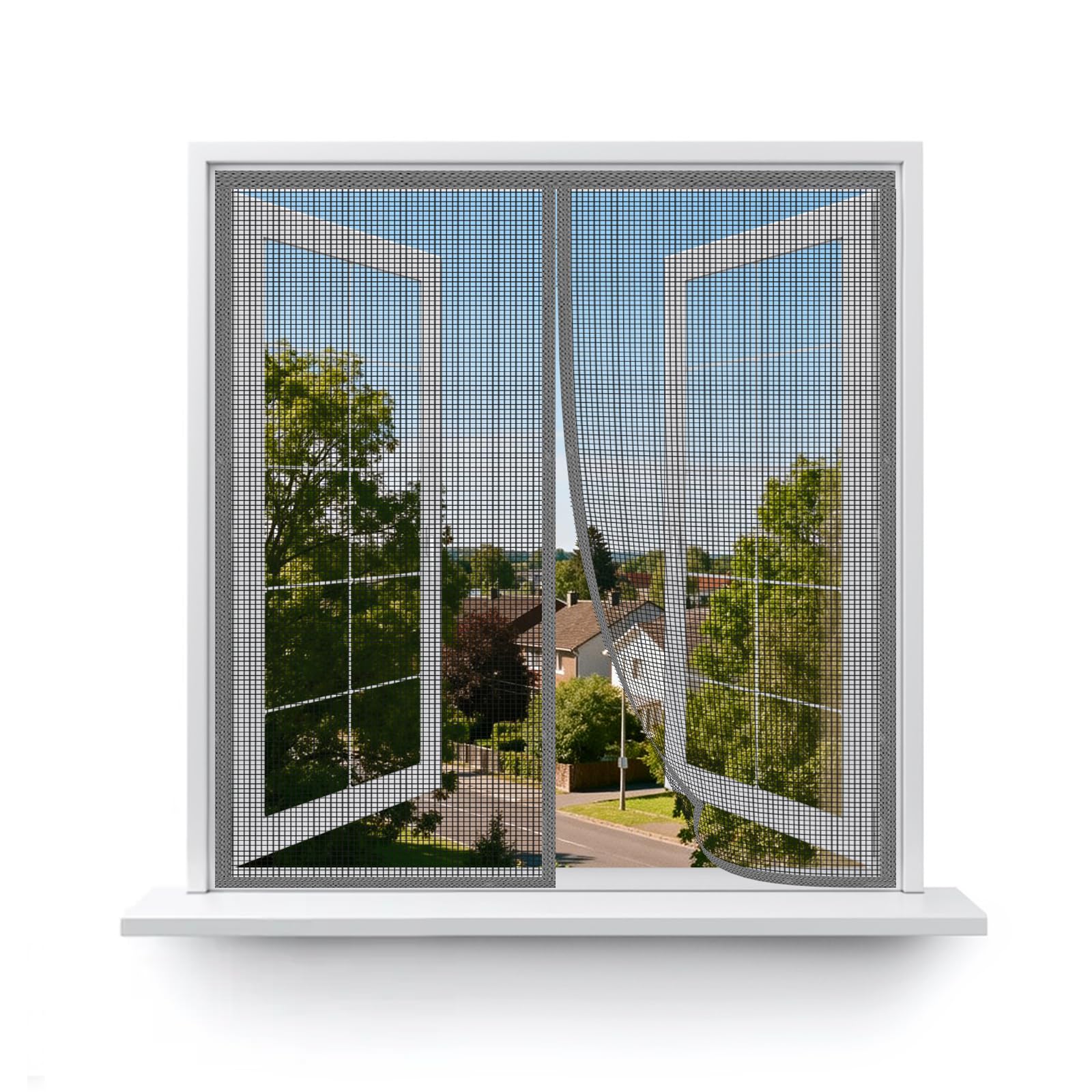 MAGICDOOR Magnetic Screen Door of Fibreglass, 120x125cm Central Opening Fly Nets for and Windows, Fine Mesh with Powerful Magnets Door Curtain, Mosquito Mesh for Bedroom Balcony-Grey — image 1
