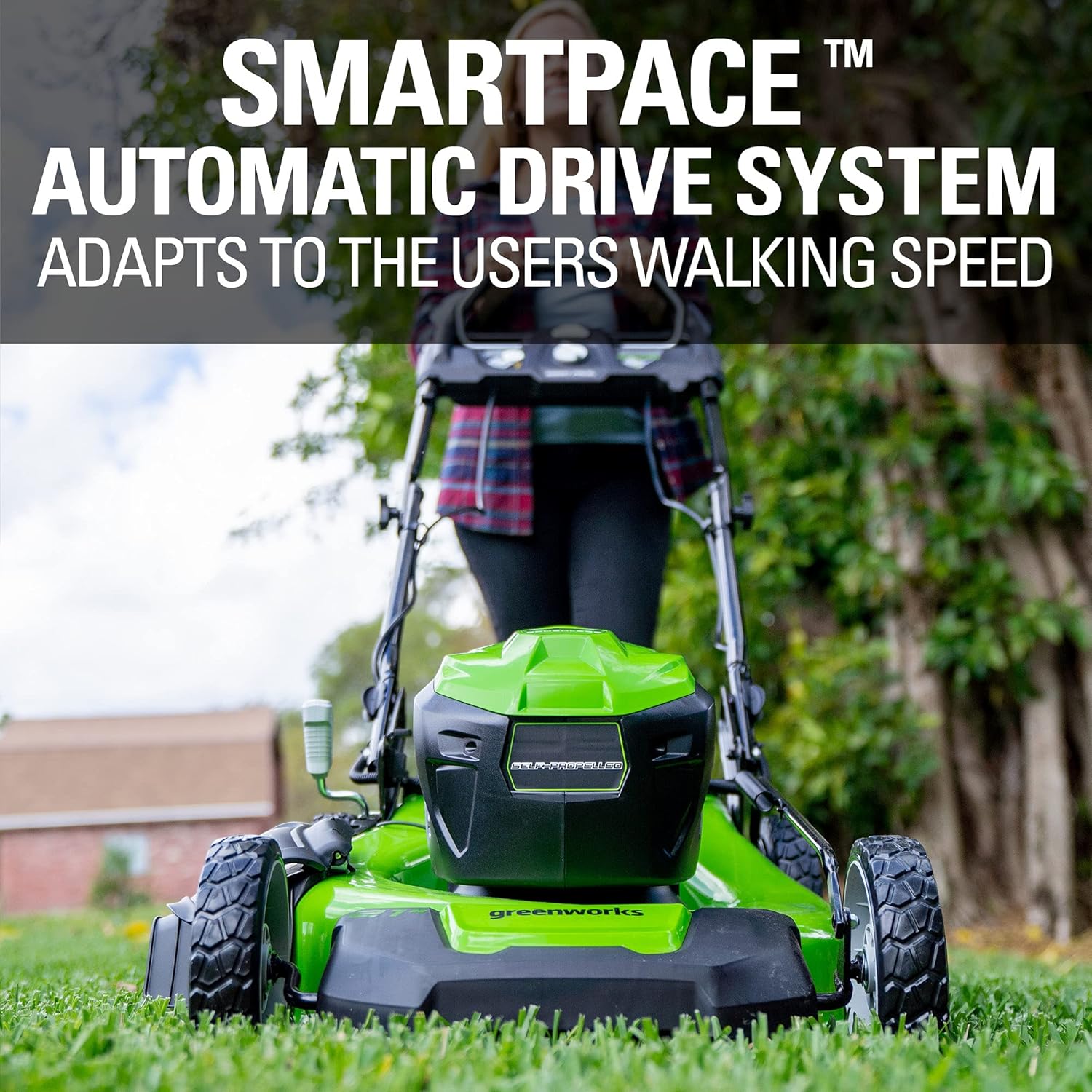 Greenworks 40V 21" Brushless (Smart Pace) Self-Propelled Lawn Mower, 2 x 4Ah USB (Power Bank) Batteries and Charger Included MO40L4413 : Patio, Lawn & Garden