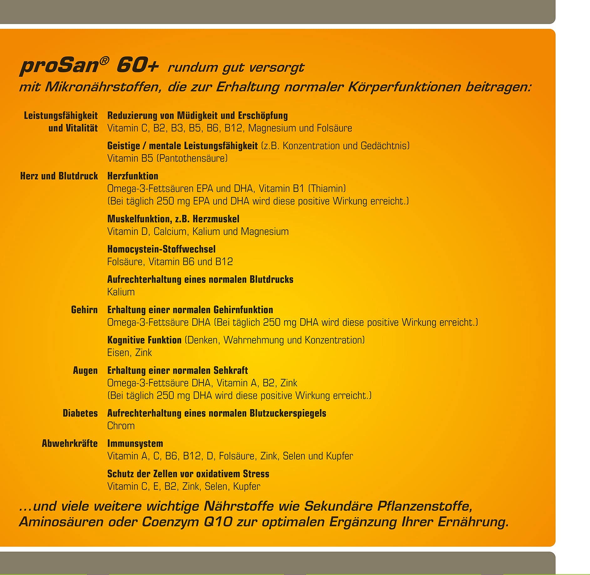 proSan 60+ (Monatspackung: 30 Sticks + 30 Kapseln) | Vitamine, Mineralien, Spurenelemente, Omega-3-Fettsäuren, Pflanzenstoffe, Aminosäuren, Coenzym Q10