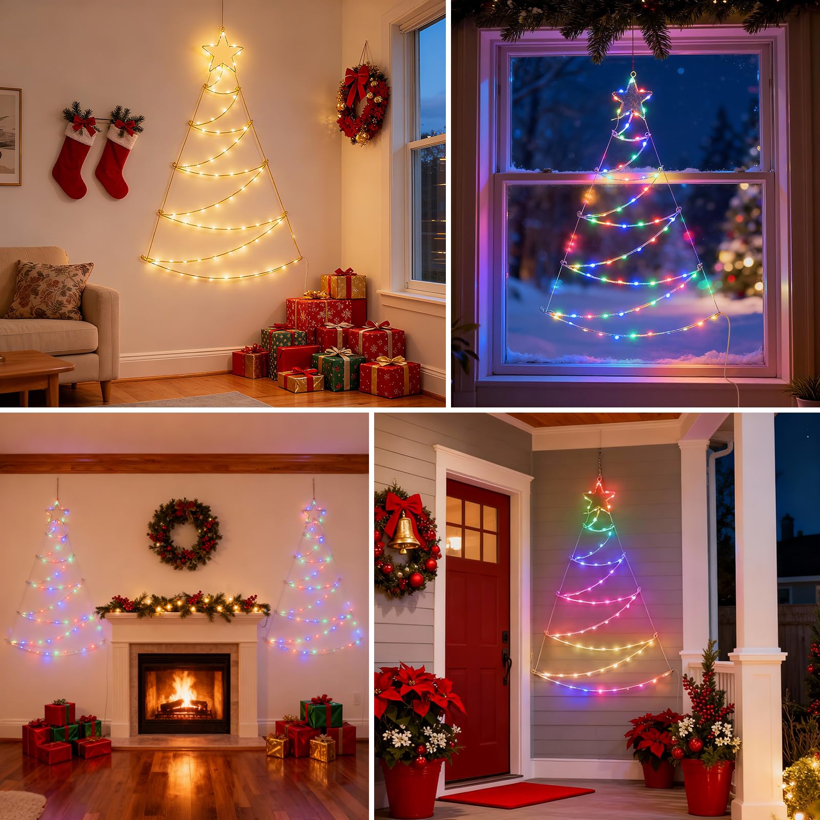 Aigostar Luces para Árbol Navidad con Anillo RGBIC Smart, 1.4M 140 LEDs, Control por APP y Mando, 39 Efectos Dinámicos, 150+ Escenas, Music Sync, para árbol de Navida Interior Exterior Decoracion