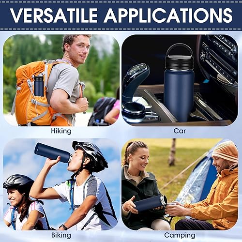 Miniatura 7 de Paquete de 10 botellas de agua aisladas al vacío, juego de botellas deportivas de doble pared de acero inoxidable, taza de comedor de viaje, botella