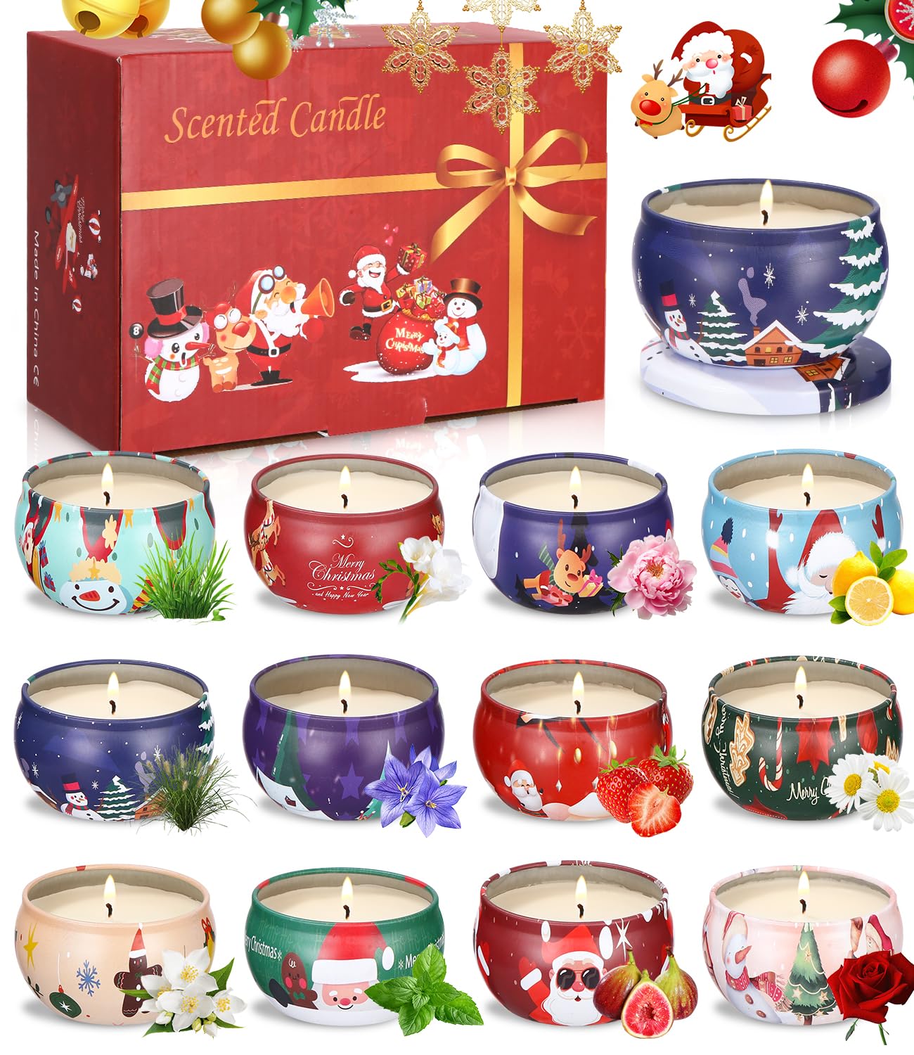 Velas Aromaticas para Regalo,Velas Navidad,Velas Perfumadas,Velas Aromaticas,Se Puede Colocar en el Baño, la Sala de Estar