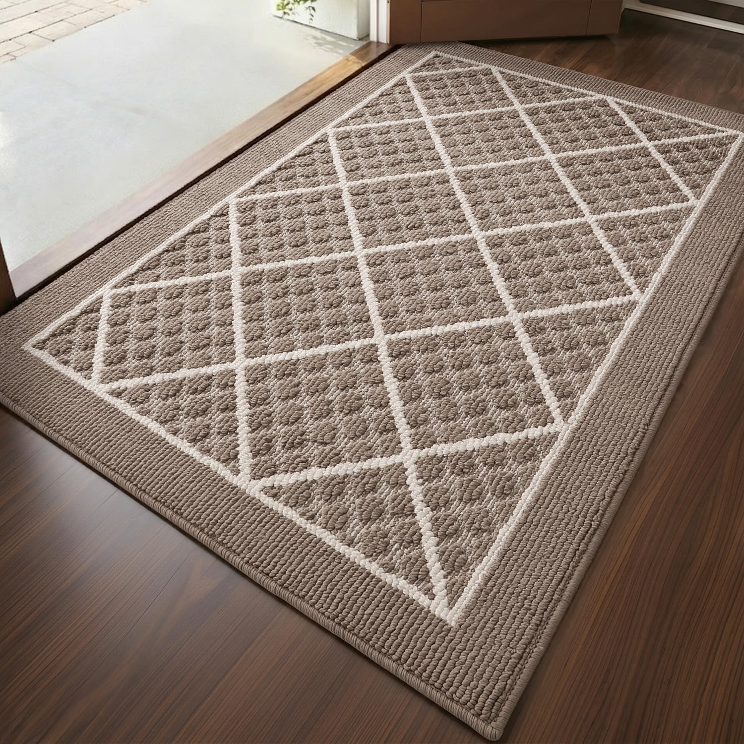 Photo 1 of ***DAMAGED SPOT CLEANING NEEDED -SELLING AS IS *** DEXI Front Door Mat 48x72, Non Slip Absorbent Entryway Doormat, Low Profile Thin Washable Entry Mats for Inside Home Entrance, Garage, Patio, Beige