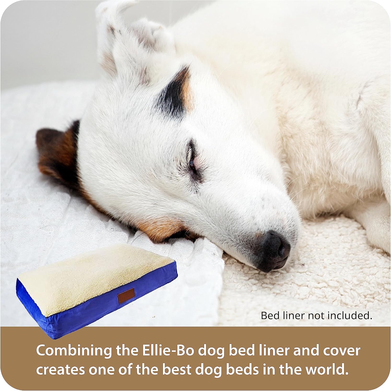Ellie-Bo L Mem. Dog Bed Cover - Blue Faux Suede/Sheepskin