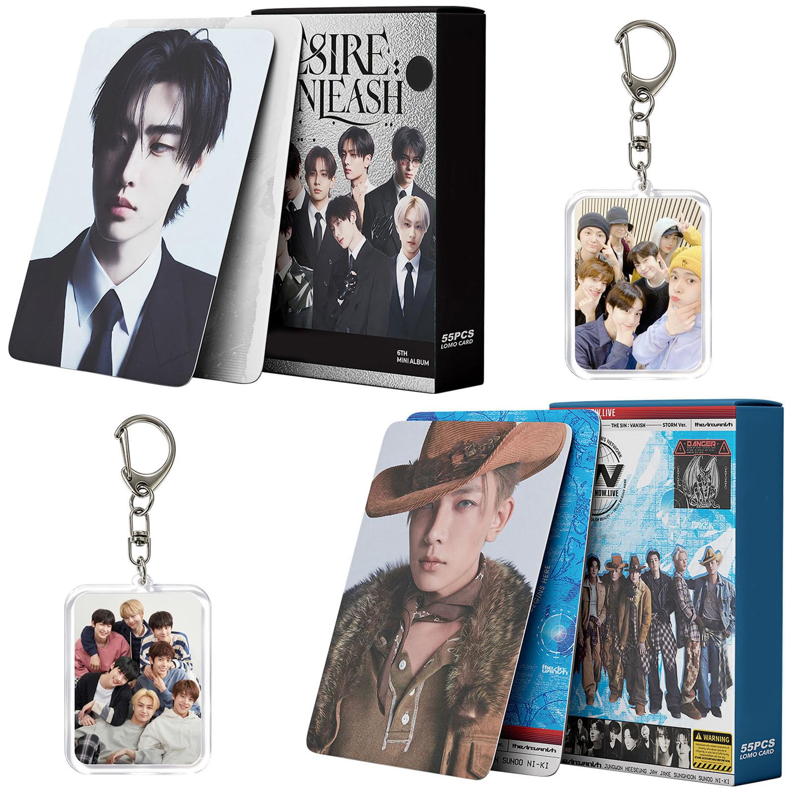 NlsqUK Ennhyyppen 2 Keychain Sets, 110 Photocards, Korea Boy group Key ring