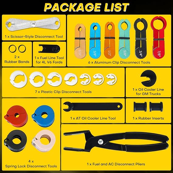 26PCS Fuel Line Disconnect Tool Set | Ac Line Disconnect Tool, Fuel Line Removal Tool, Professional Fuel, A/C, and Transmission Line Removal Set with Quick Disconnect Pliers