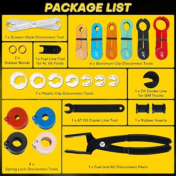 26PCS Fuel Line Disconnect Tool Set | Ac Line Disconnect Tool, Fuel Line Removal Tool, Professional Fuel, A/C, and Transmission Line Removal Set with Quick Disconnect Pliers