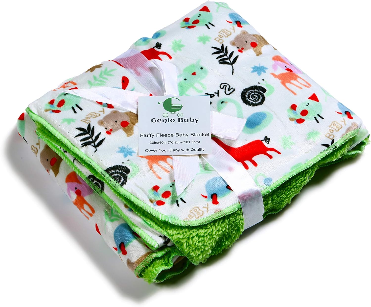 Genio Baby Sherpa Fleece Baby Blanket Unisex 30 x 40 Soft- Perfect for Swaddling and Strolling- Fluffy for Boys and Girls (Royal Safari)