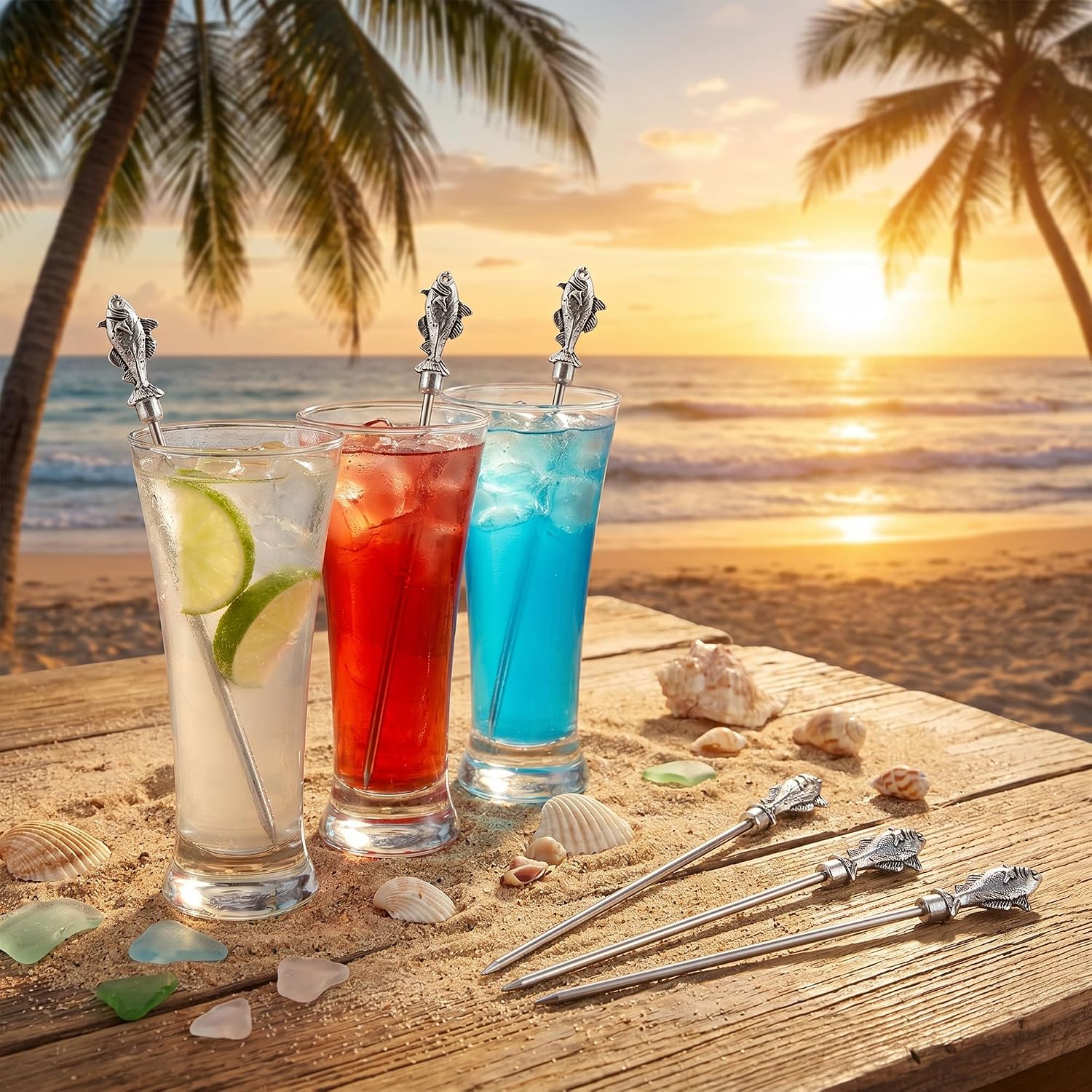 Homestia 6PCS Stainless Steel Fish Cocktail Picks 4.7", Ocean Fish Martini Skewers Set, Reusable Silver Seafood Drink Picks for Cocktails Olives Appetizers image 4