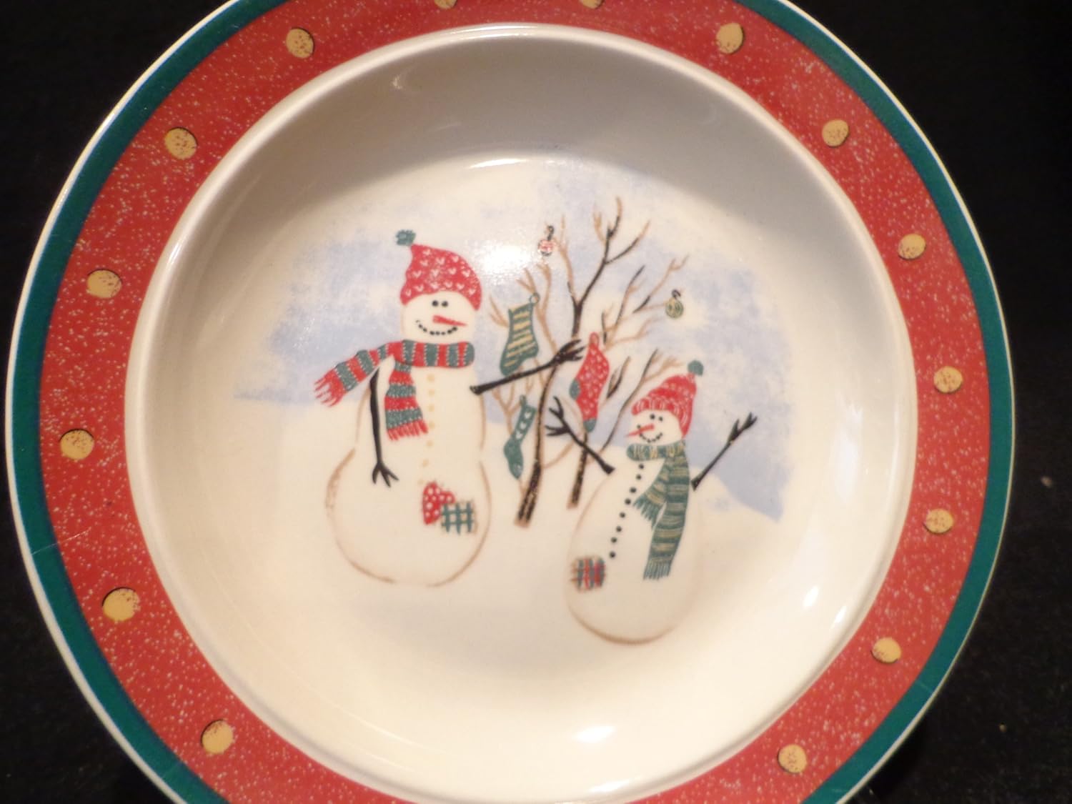 SNOWMAN Stoneware Plate Christmas Dessert Plate Snowman Plate 6.5" Christmas Tableware