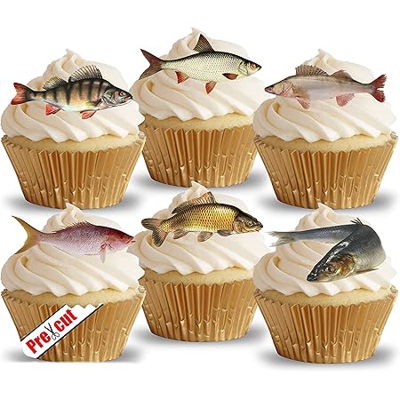 tortenaufleger fisch motiv vorgeschnitten essbar aus reispapier esspapier fur cupcakes oder kuchen amazon de lebensmittel getranke