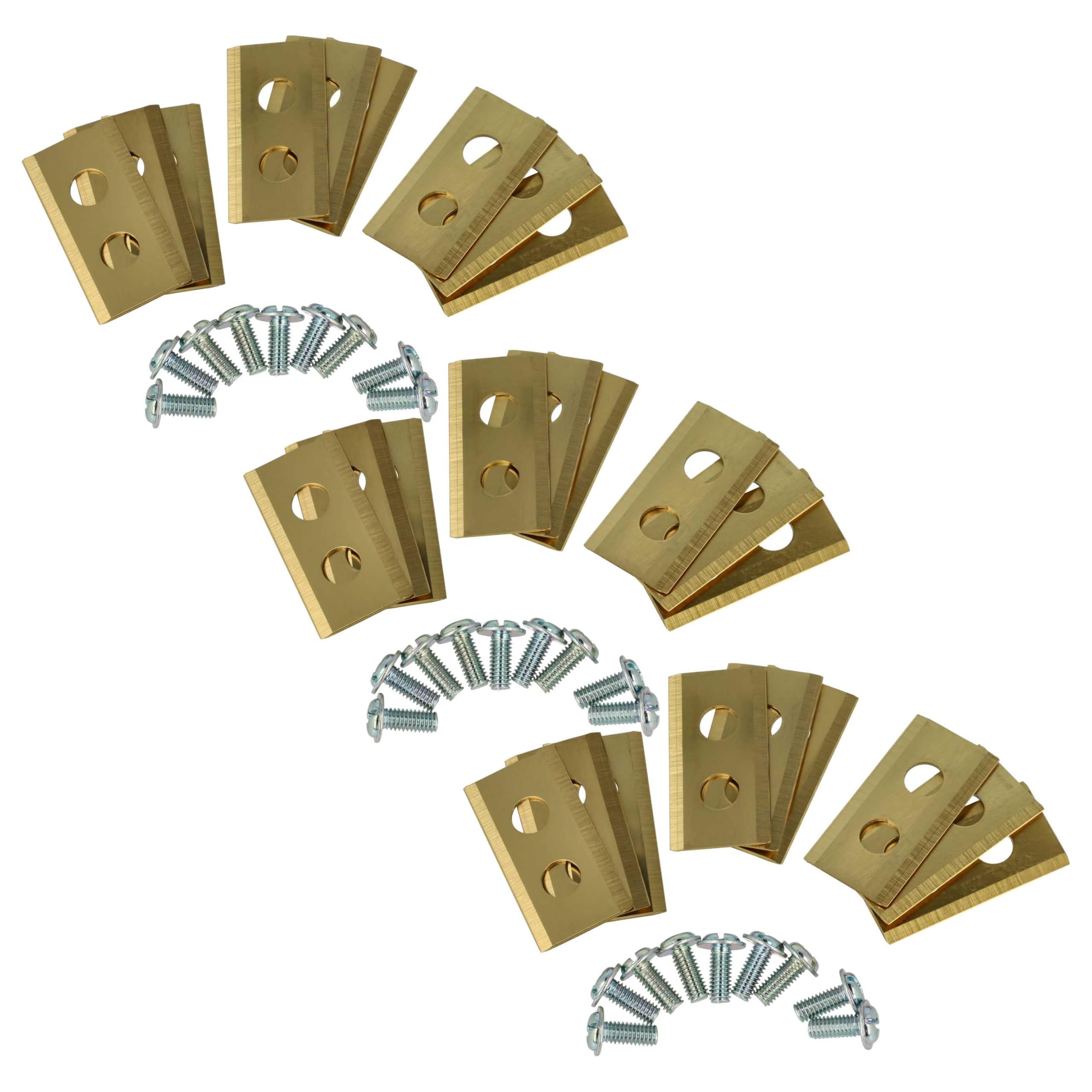 vhbw 27x Replacement Blade Compatible with Kress Mission KR236E, Nano KR100, Nano KR101E Cordless Lawnmower - Cutter Blades, Goldsteel (Titan Coating)