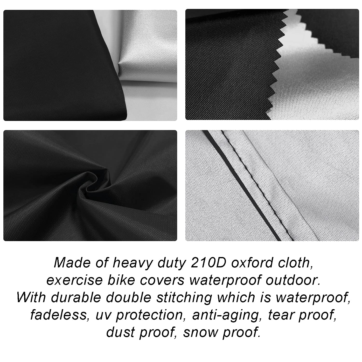 Exercise Bike Cover for Peloton Stationary Bike Upright Indoor Cycling Protective Cover Dustproof Waterproof Sunshine-Proof Out Door Bike Cover Black - Image 3