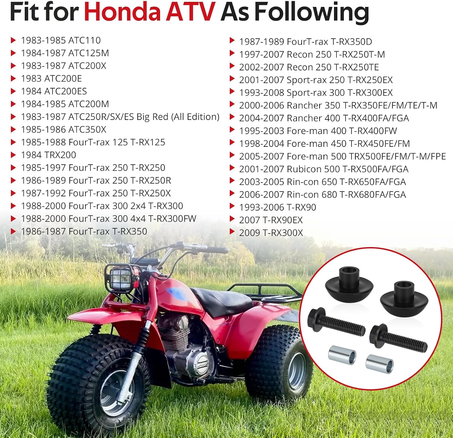 JAVIK Handle Bar End Guard Bolts Bracket Setting Collar for Honda ATV FourTrax 125/250/300/350/Recon 250/Sportrax 250/300/Rancher 350/400/Foreman 400/450/500/ATC 110 125 200 350 O.E.M# 53167-958-680