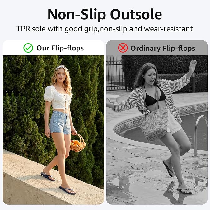 STQ Orthopedic Flip Flops for WomenBeach Sandals with Arch Support for Plantar Fasciitis Relief