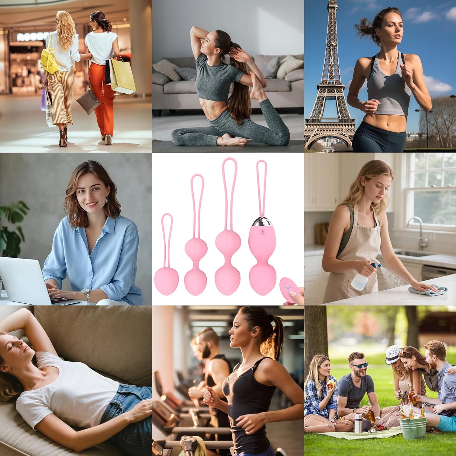 4 Kegel Balls for Women Tightening Exercise Set, Different Kegel Weights for Pelvic Floor Muscle, Pelvic Floor Trainer System for Beginners & Advance (Pink)