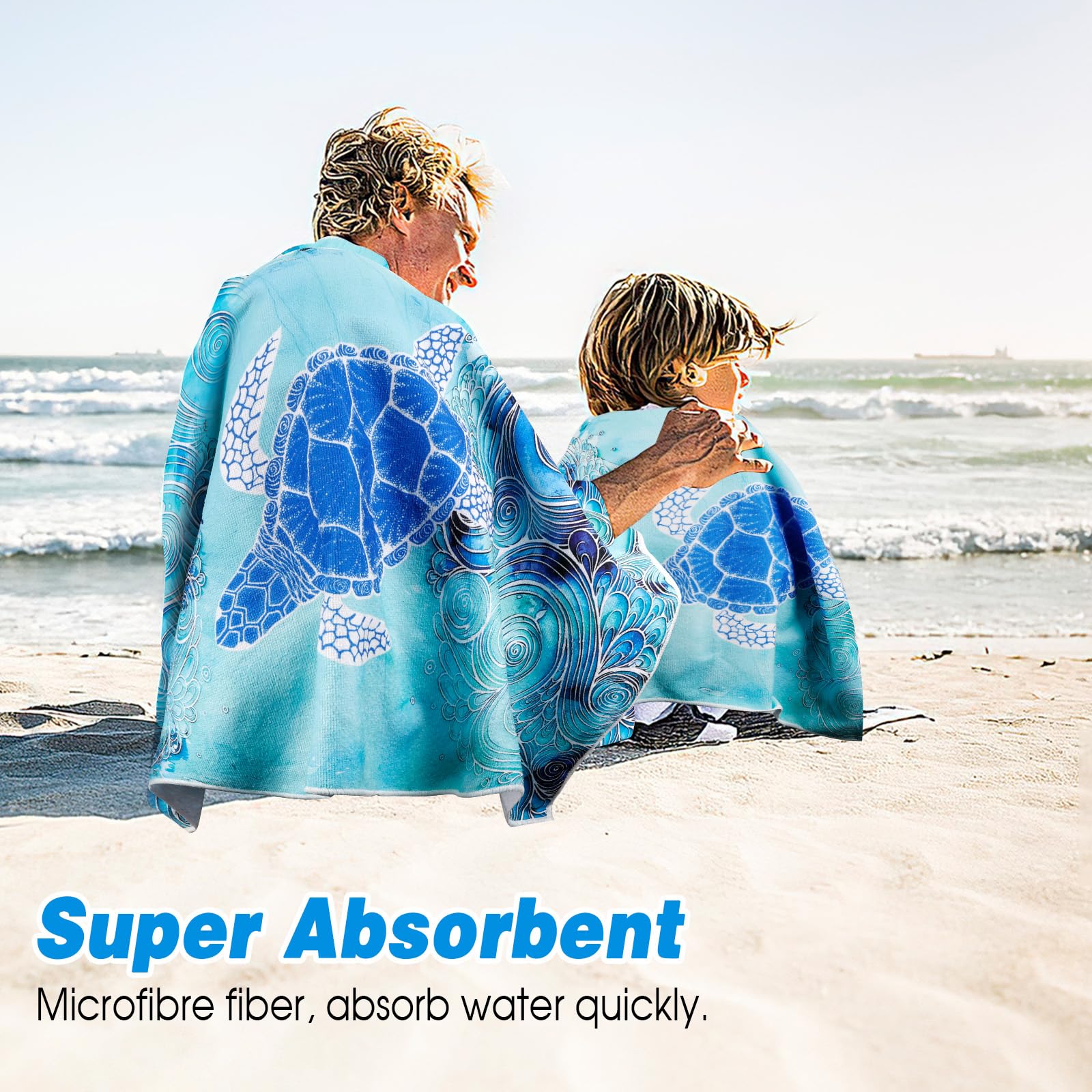 Set 2 Asciugamani Microfibra Spiaggia - 180x90cm E 80x40cm