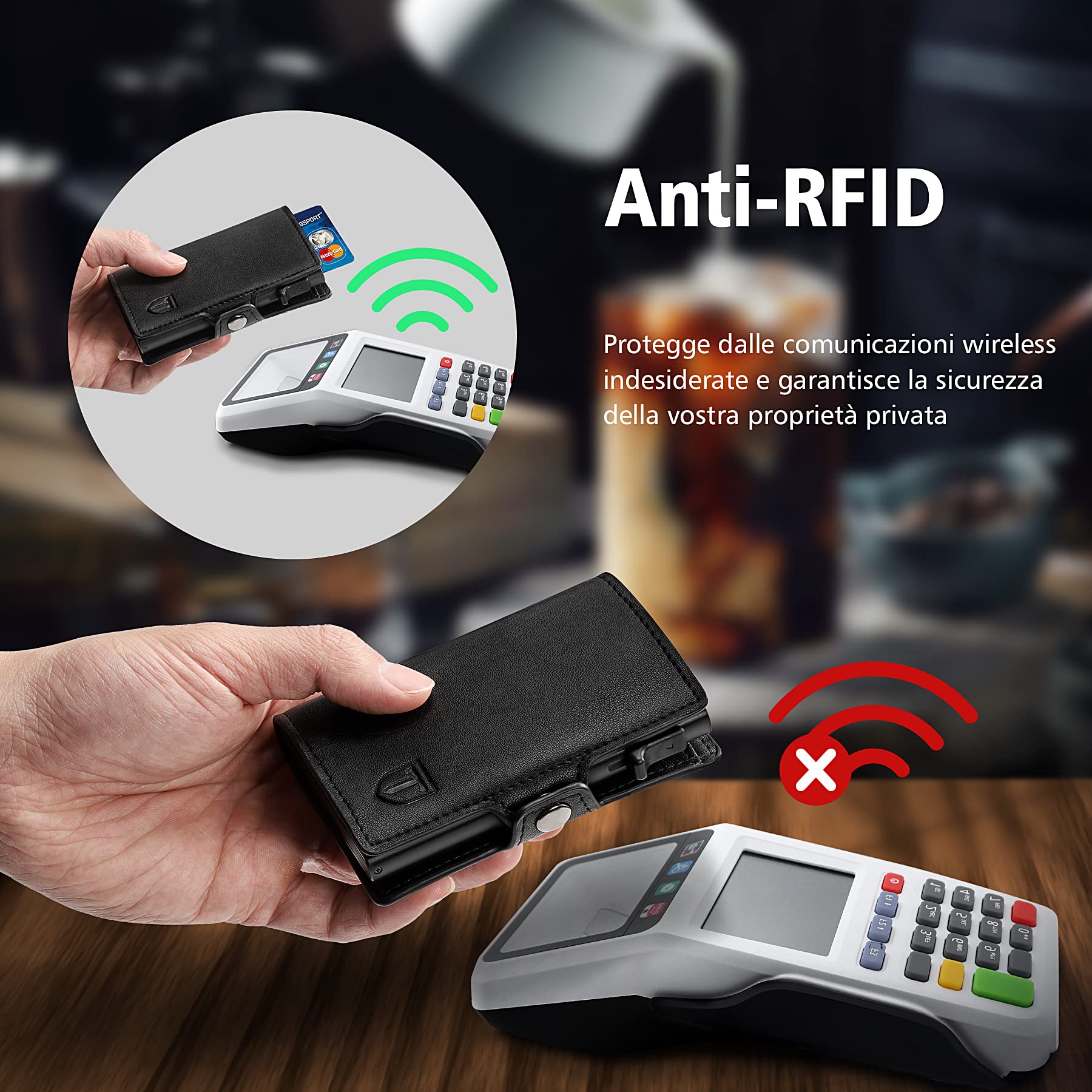 TEEHON Porta Carte di Credito da Uomo e Donna |Portafoglio Uomo| Portafoglio Uomo Slim RFID | Portacarte uomo Mini Porta Tessere | Con ZIP | Scatola Regalo | Nero (A-NERO)