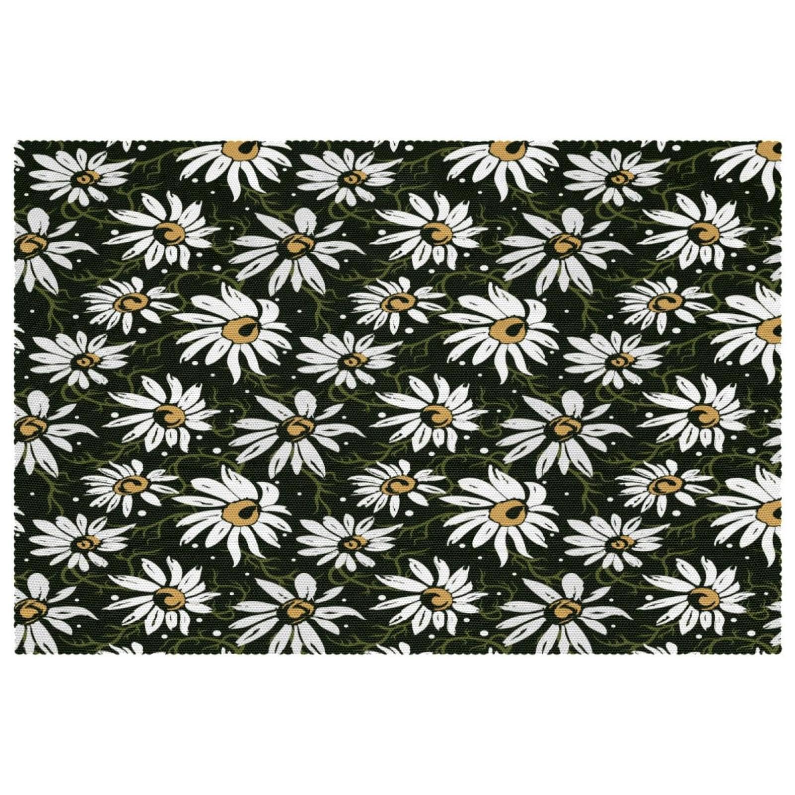 Set de table tissu Oxford motif camomille thermorésistant lavable x4