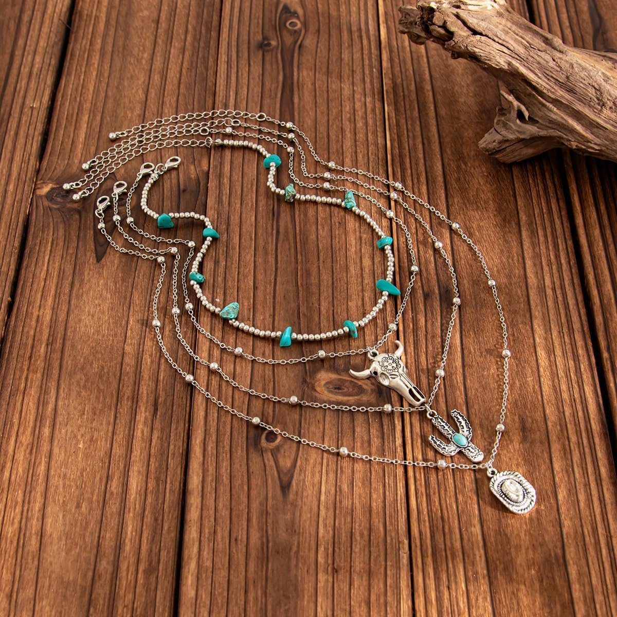 Western Necklaces for Women Country Concert Outfits Boho Turquoise Necklace Cowgirl Cowboy Layered Necklace Bohemian Vintage Country Accessorie - Image 5