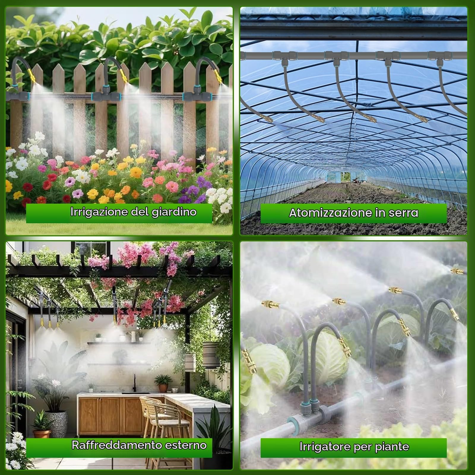 Sistema di irrigazione Micro Drip System, 30 m, con timer e 20 ugelli, sistema di irrigazione automatico a 360°, adatto per piante da giardino, aiuole, giardini, piante in vaso e prati
